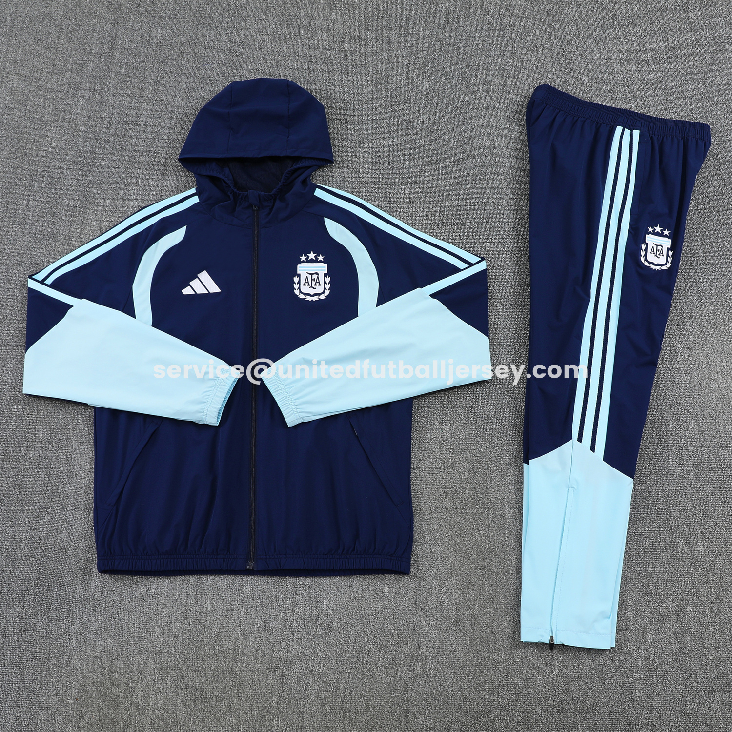 unitedfutballjersey-Argentina 2026 Hooded Windbreaker Training Set - Dark Blue Top & Pants