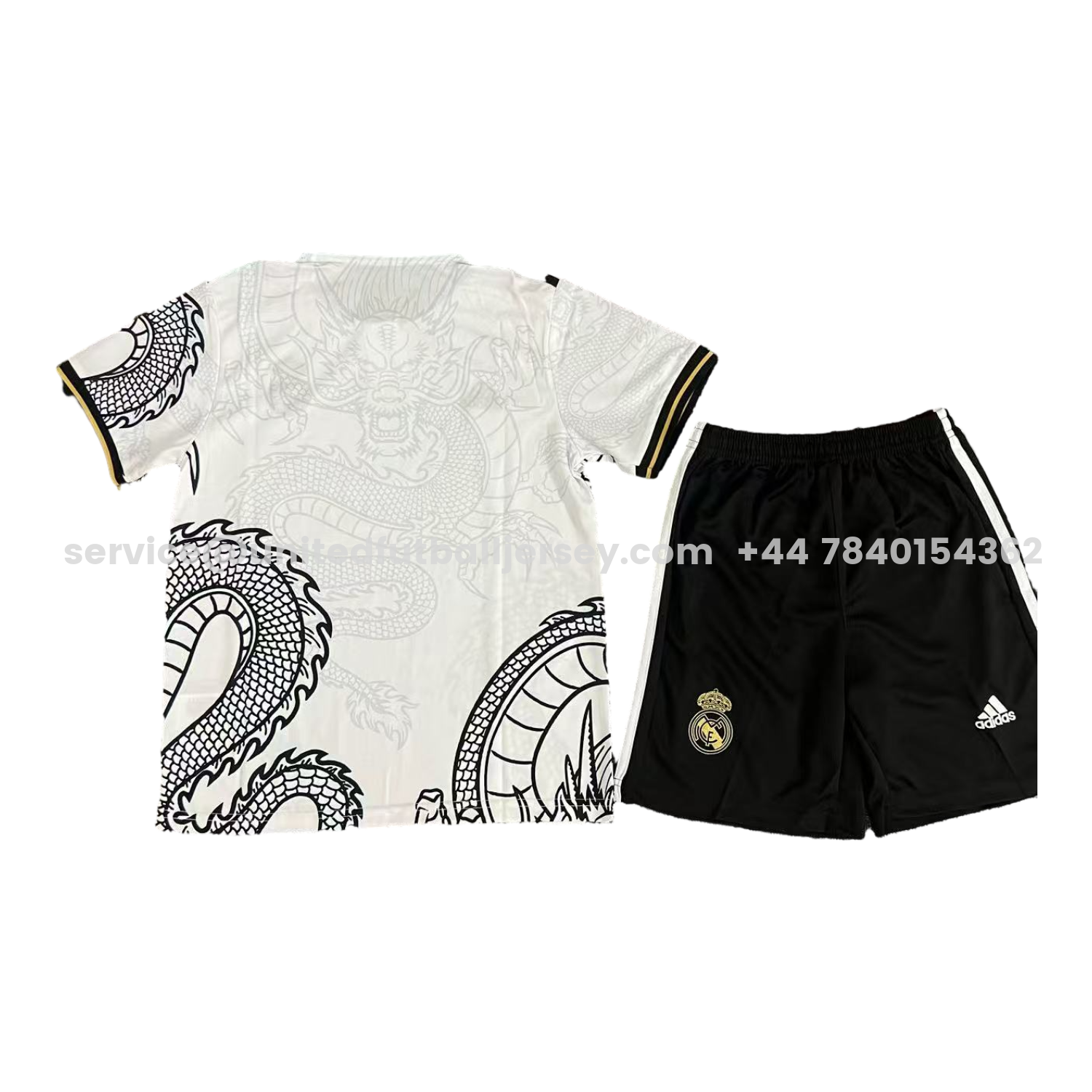 unitedfutballjersey-Real Madrid 25-26 Black Dragon Body White Special Polo Kids Kit