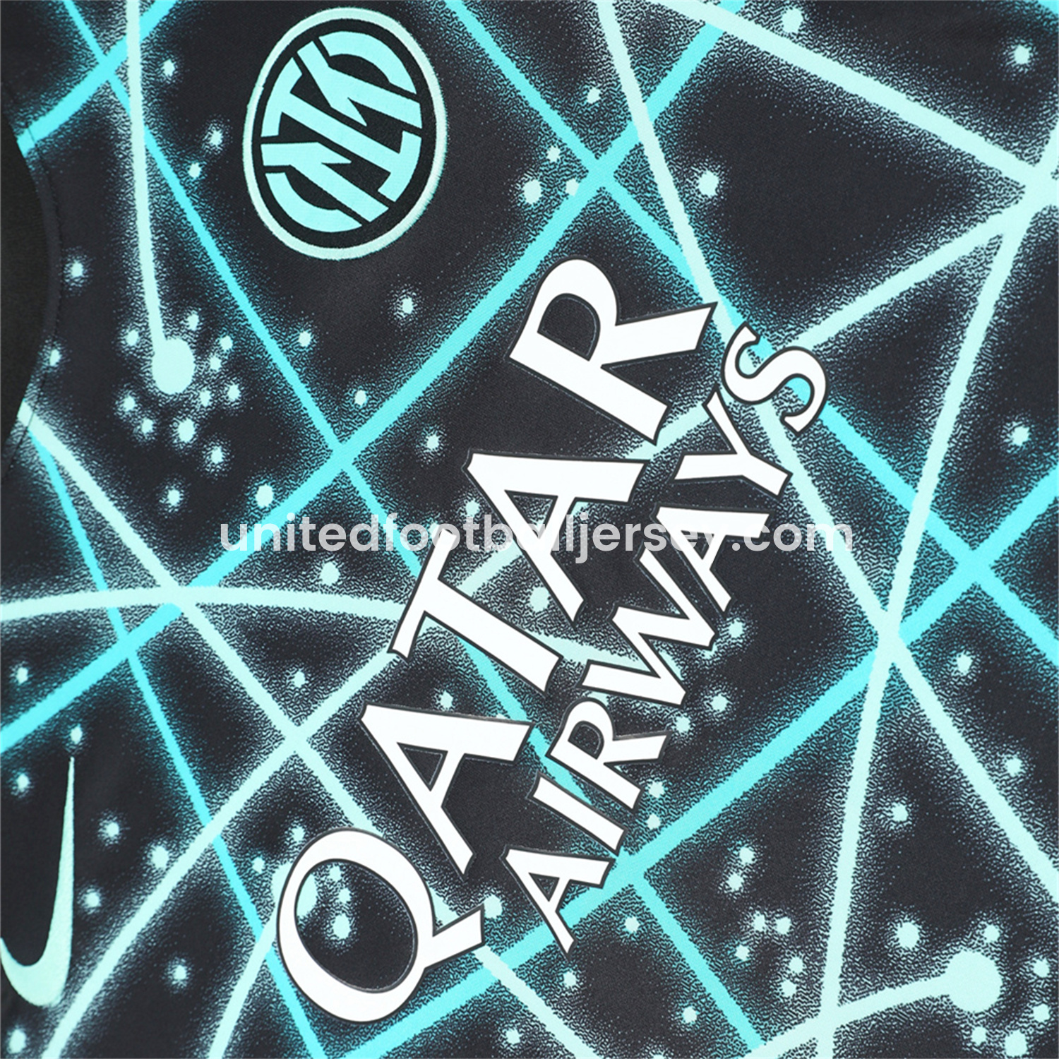 unitedfutballjersey-Inter Milan 25-26 Short-Sleeve Training Set - Blue Fluorescent Rays Black Top & Black Shorts