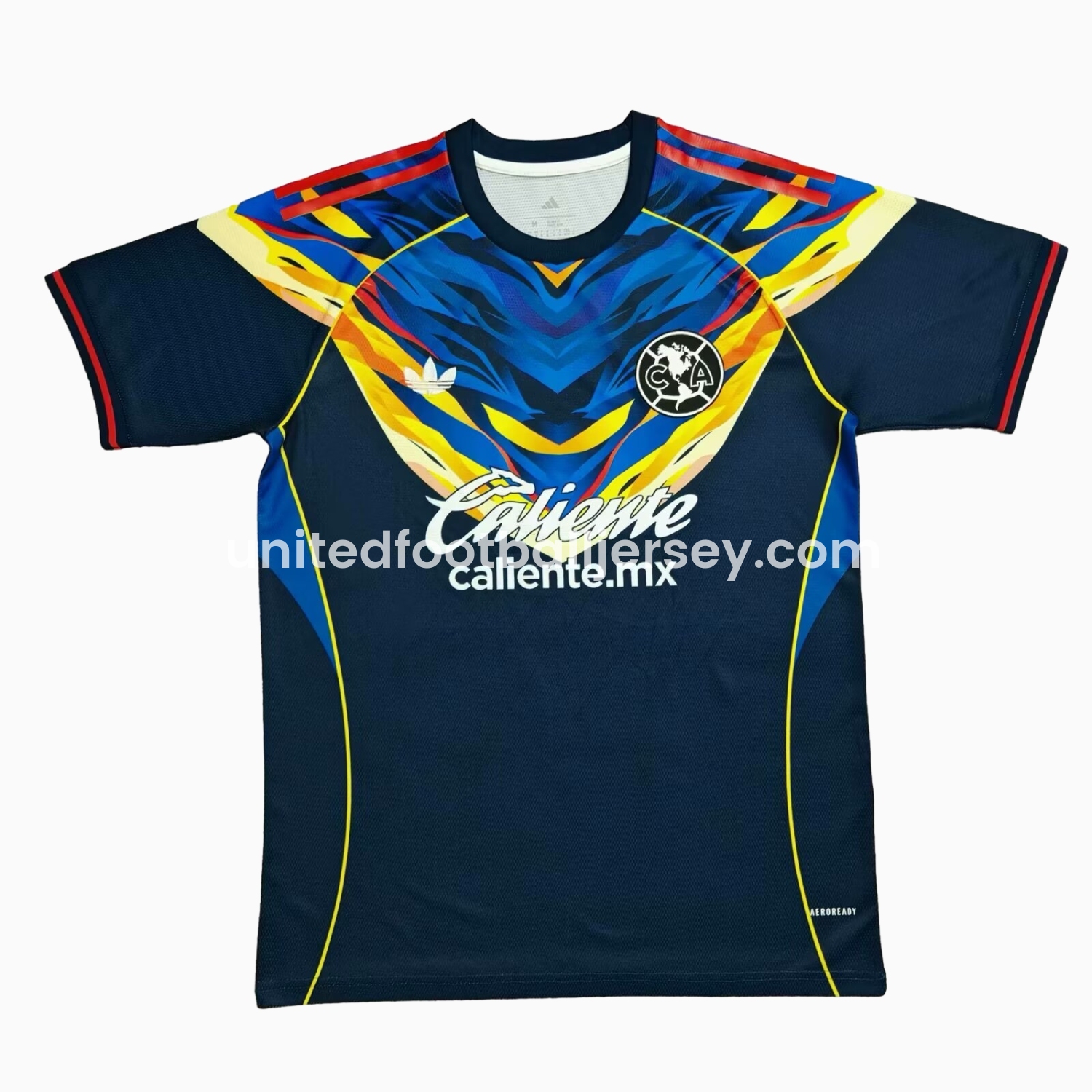 unitedfutballjersey-Club América 25-26 V-Shaped Camouflage Pattern Deep Blue Jersey - Fans Version