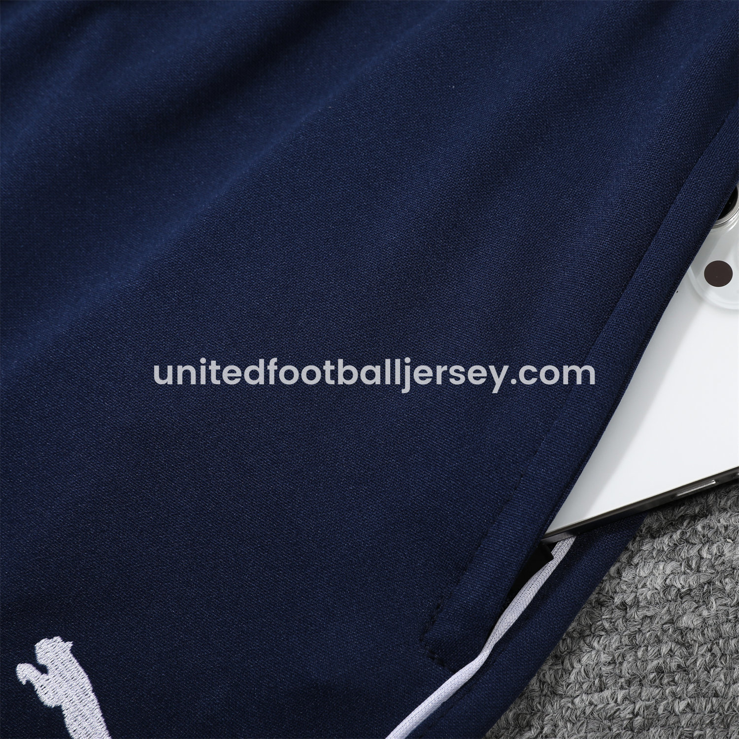 unitedfutballjersey-Marseille 25-26 POLO Short-Sleeve Training Set - White Top and Deep Blue Pants