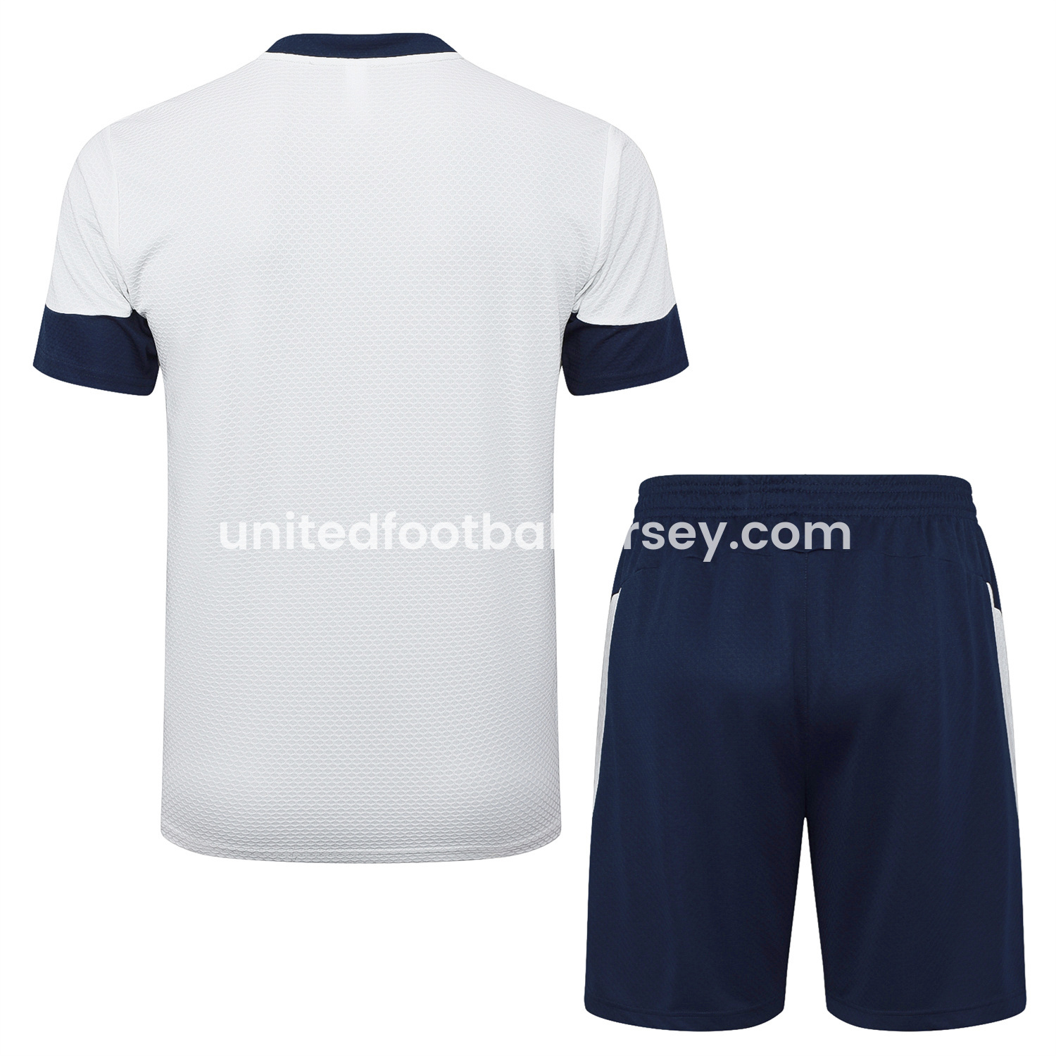 unitedfutballjersey-Portugal 25-26 Short-Sleeve Training Set - Off White Top and Deep Blue Shorts