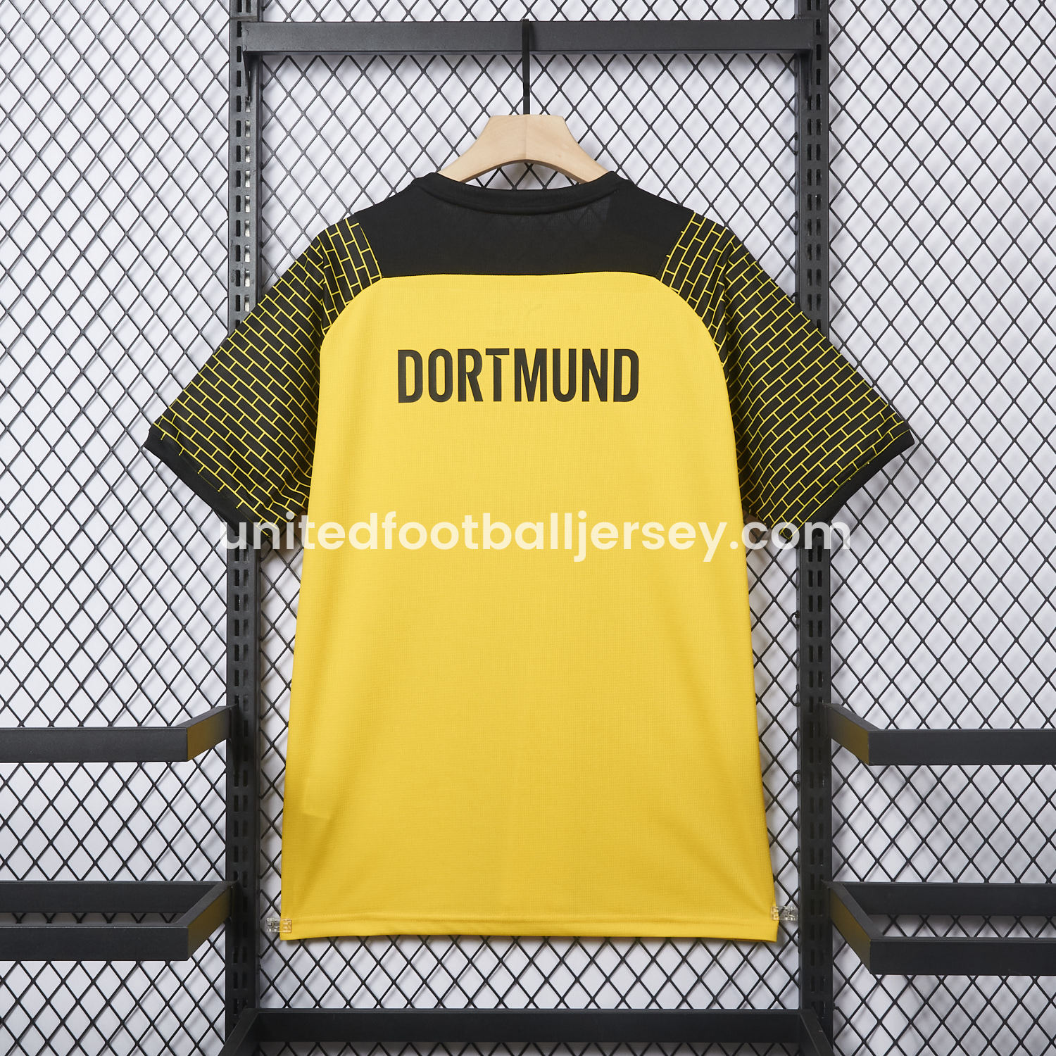 unitedfutballjersey-Dortmund 25-26 Pre-Match Training Yellow Brickwork Pattern Jersey - Fans Version