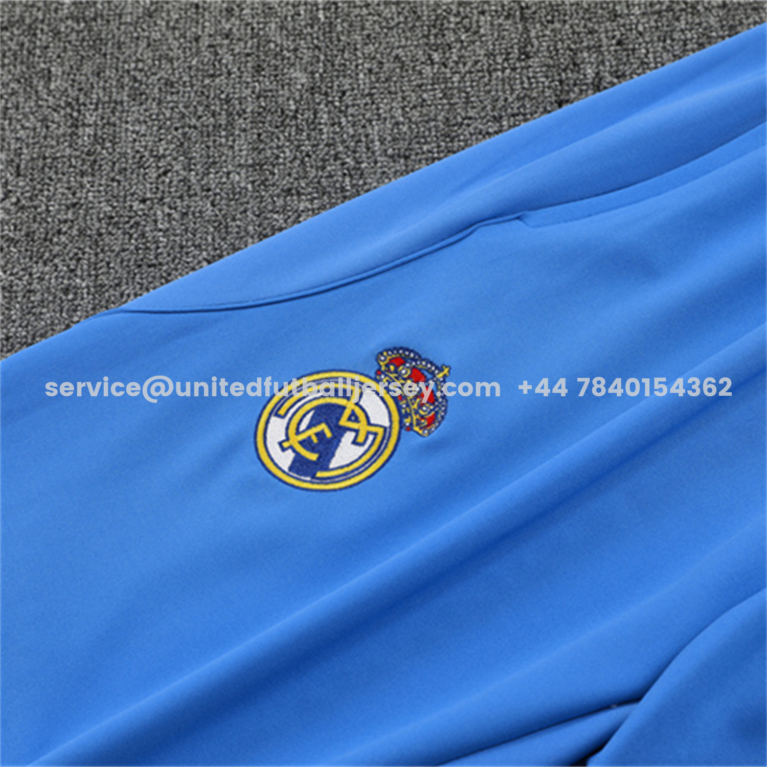 unitedfutballjersey-Real Madrid 25-26 Kids Long Sleeve Training Set - White Top & Blue Pants