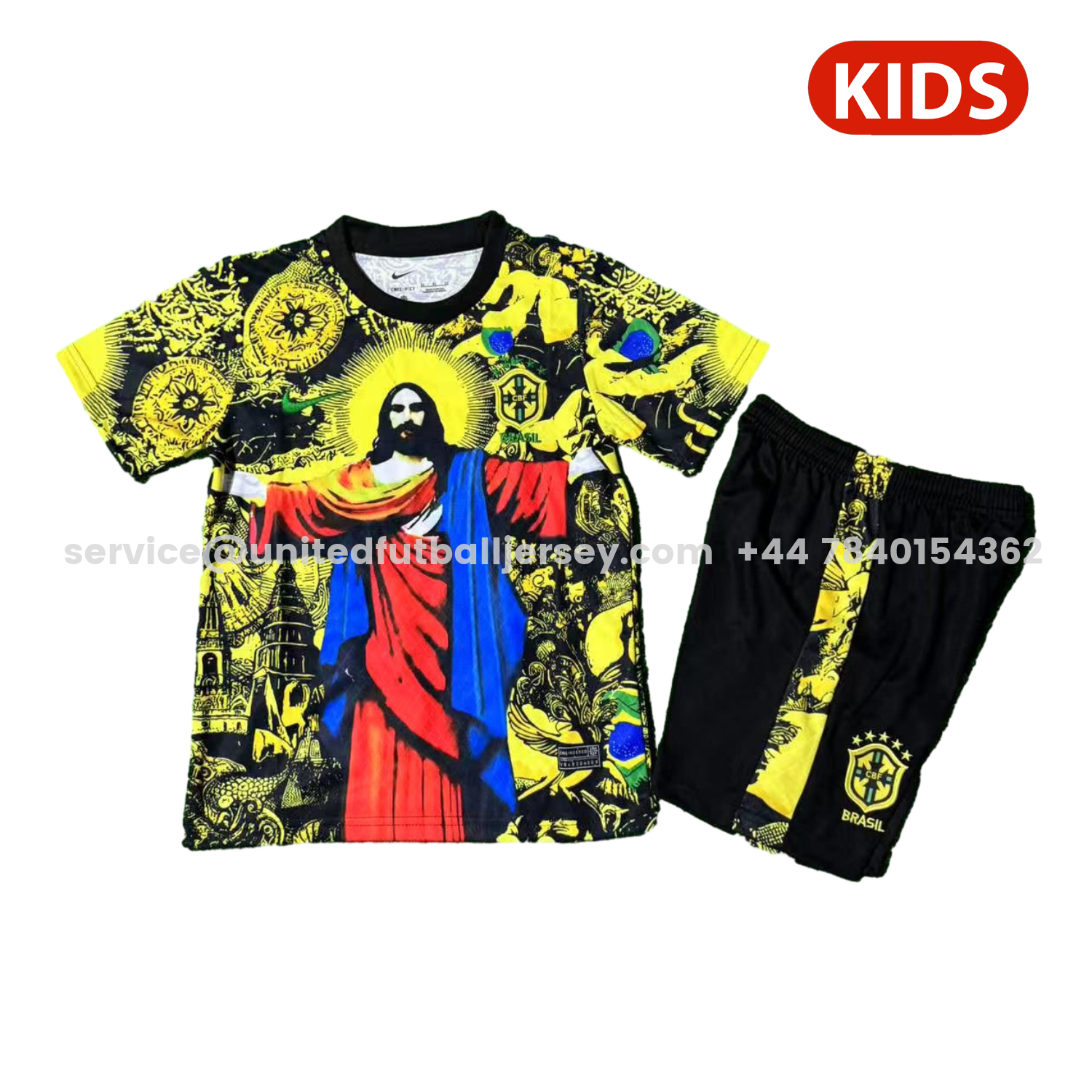 unitedfutballjersey-Brazil 25-26 Red Jesus Yellow Special Kids Kit