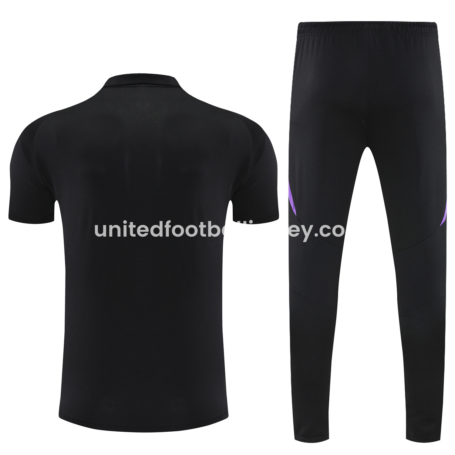 unitedfutballjersey-Germany 25-26 POLO Short-Sleeve Training Set - Black Top and Pants