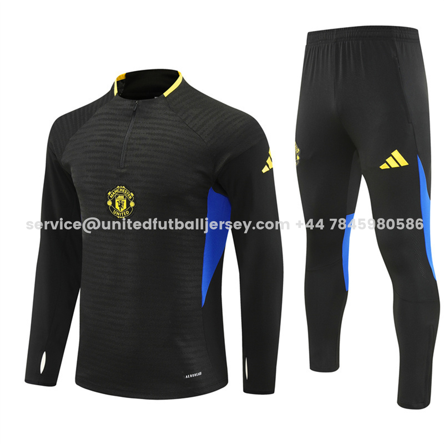 unitedfutballjersey-Manchester United 25-26 Long Sleeve Training Set - Black Top & Black Pants