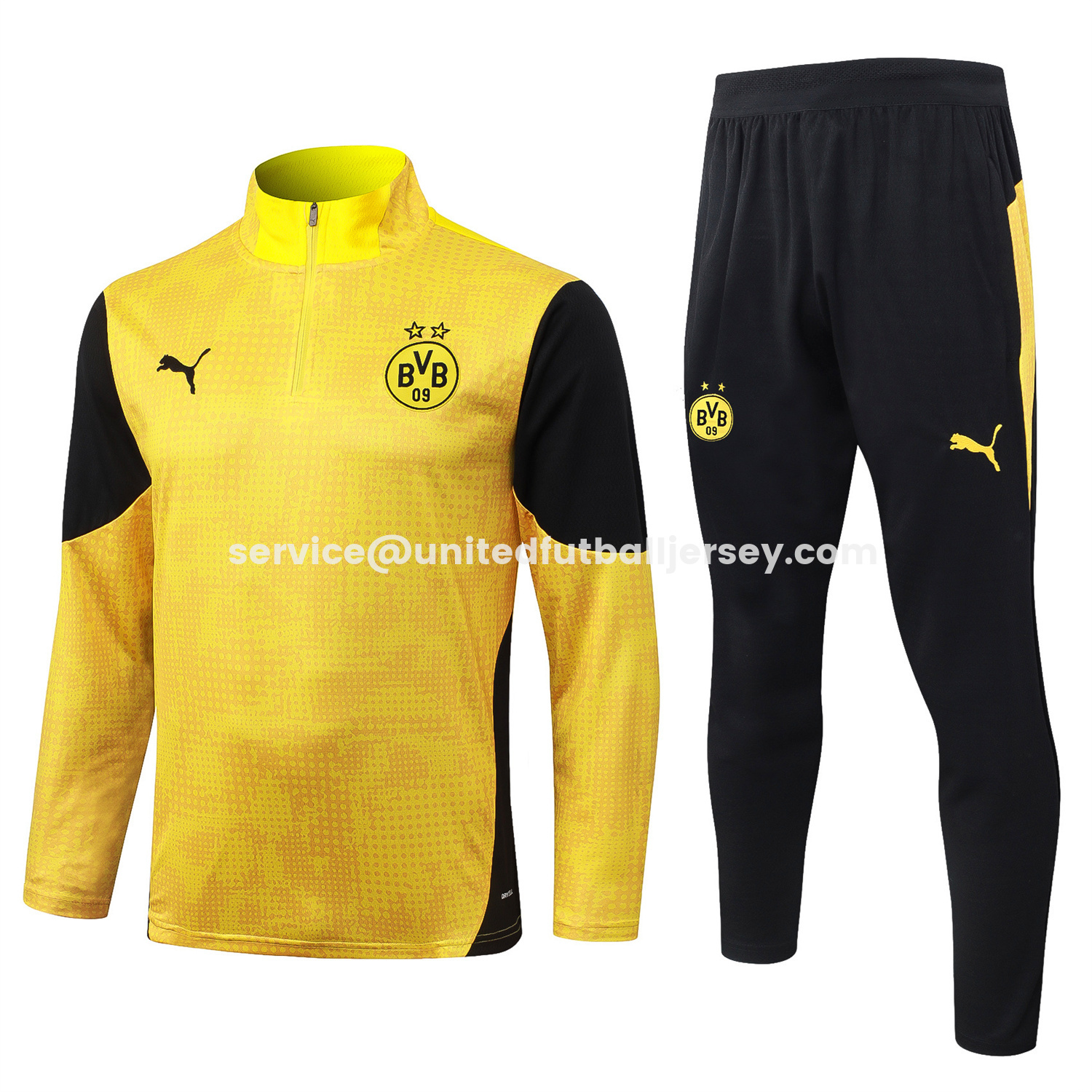 unitedfutballjersey-Dortmund 25-26 Jacket Training Tracksuit - Yellow top & Black Pants