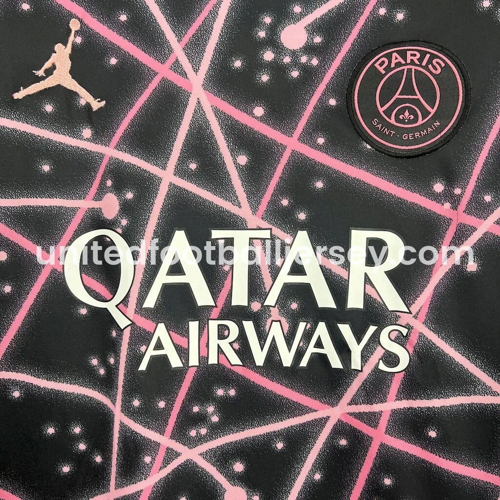 unitedfutballjersey-Paris Saint-Germain PSG 25-26 Pink Lines Black Pre-Match Training Jersey - Fans Version