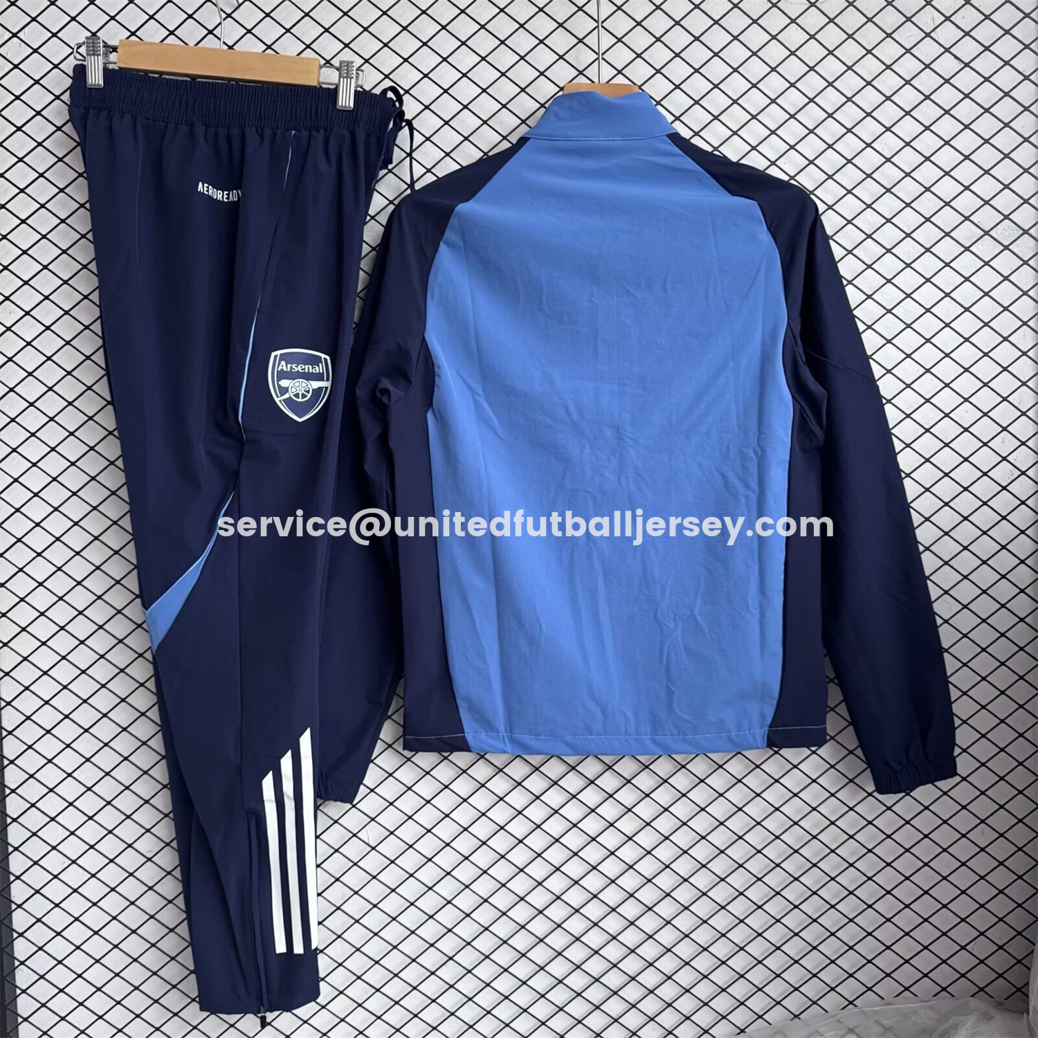 unitedfutballjersey-Arsenal 25-26 Windbreaker Training Set - Blue Top and Black Pants