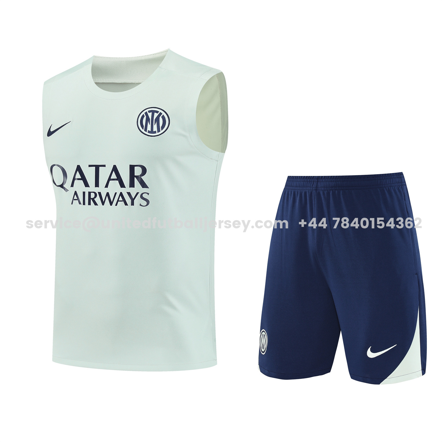 unitedfutballjersey-Inter Milan 25-26 Vest Training Set - White Vest & Blue Shorts