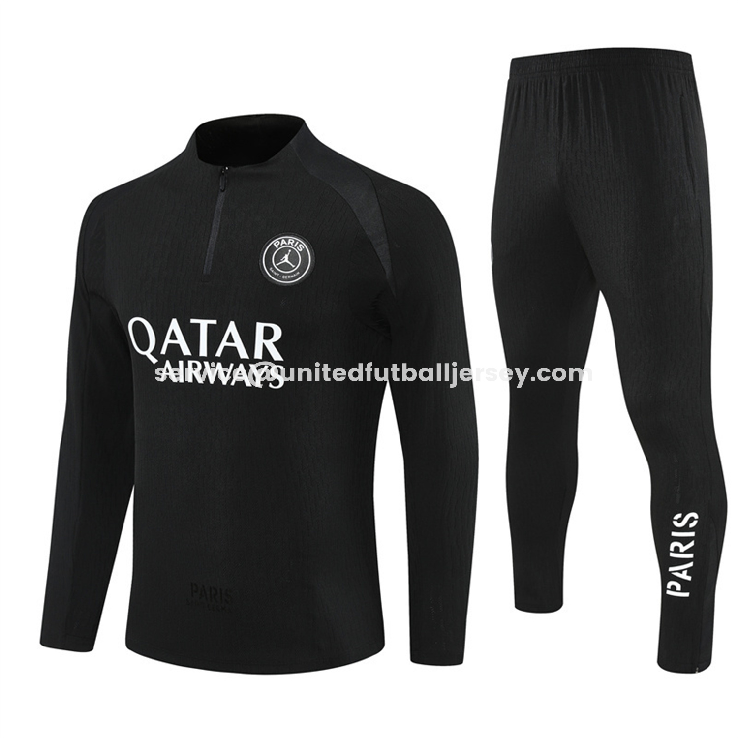 unitedfutballjersey-Paris Saint-Germain PSG 25-26 Jordan Long Sleeve Training Set - Pure Black Top & Pants
