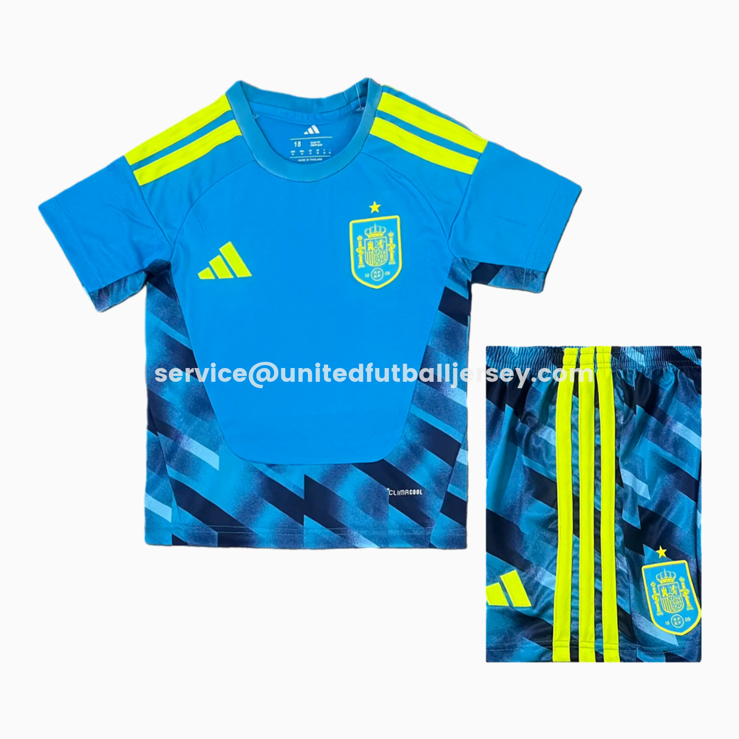 unitedfutballjersey-Spain 2026 Goalkeeper Blue Kids Kit