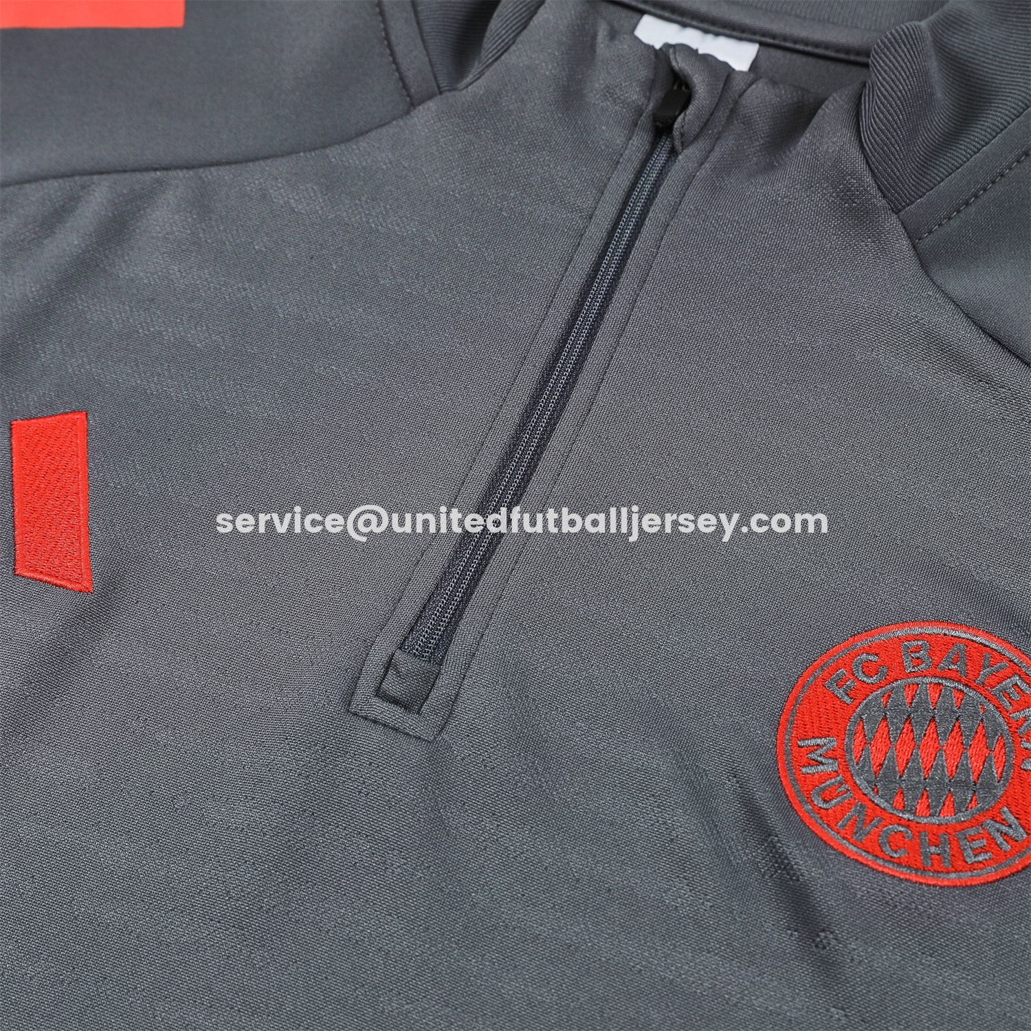 unitedfutballjersey-Bayern Munich 25-26 Long Sleeves Training Set - Dark Grey And Red Top & Pants