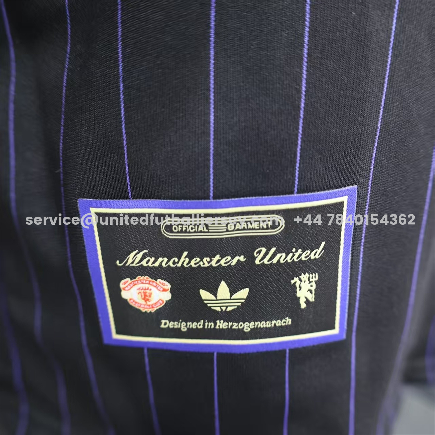 unitedfutballjersey-Manchester United 25-26 Trefoil Purple Lines Black Travel Jersey - Player Version