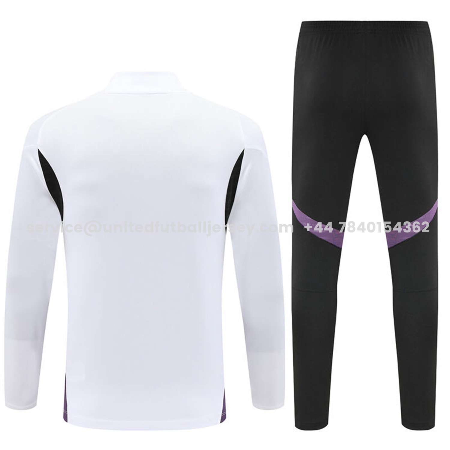 unitedfutballjersey-Manchester United 25-26 Kids Long Sleeve Training Set - White Top & Black Pants