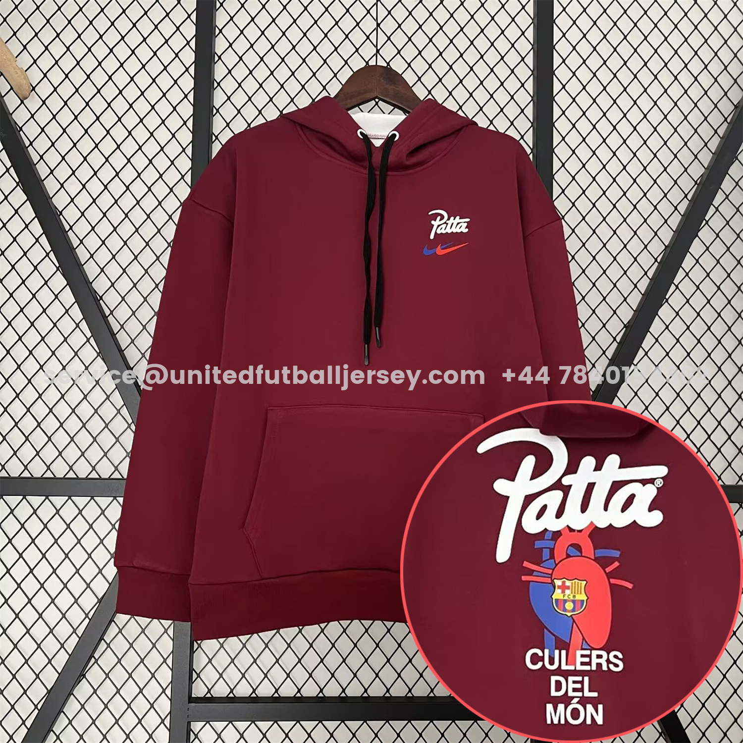 unitedfutballjersey-Barcelona x Patta 25-26 Red Unisex Pullover Hoodie