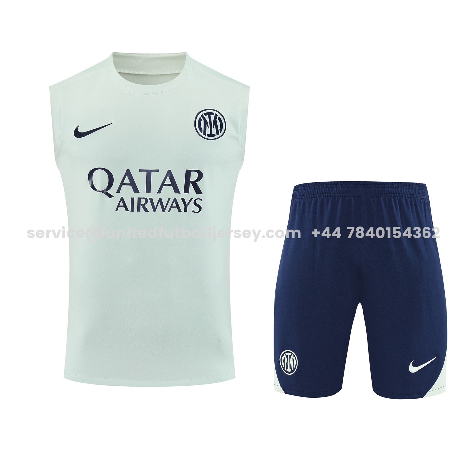 unitedfutballjersey-Inter Milan 25-26 Vest Training Set - White Vest & Blue Shorts