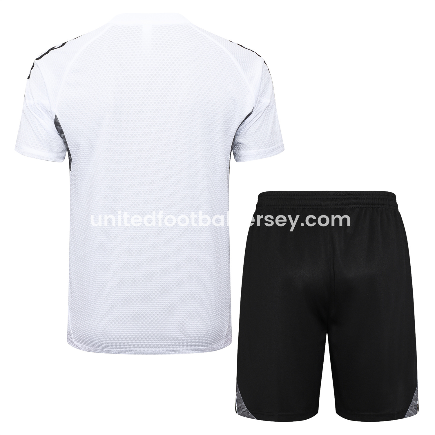 unitedfutballjersey-Real Madrid 25-26 Short-Sleeve Training Set - White Top and Black Shorts