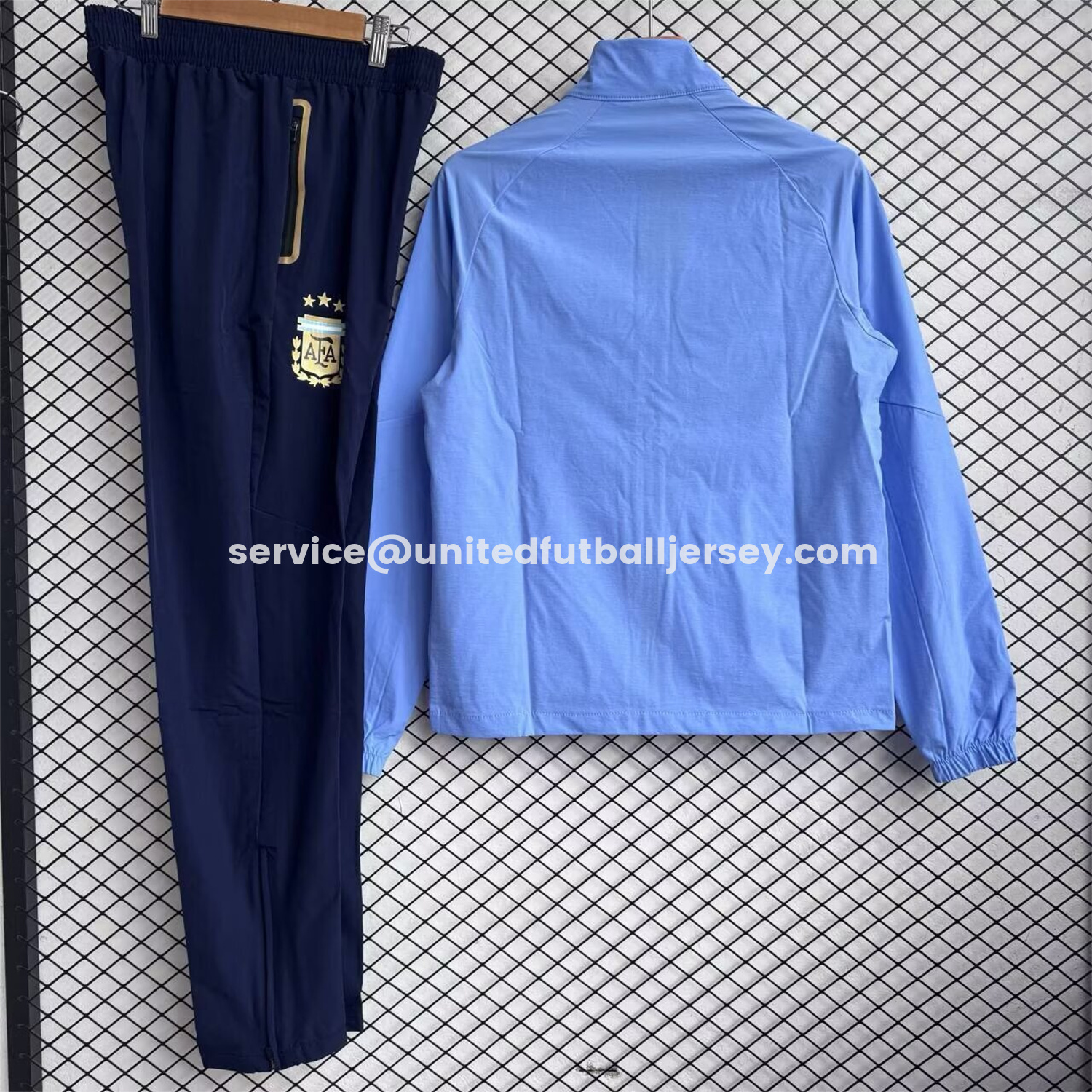unitedfutballjersey-Argentina 2026 Windbreaker Training Set - Blue Top and Black Pants