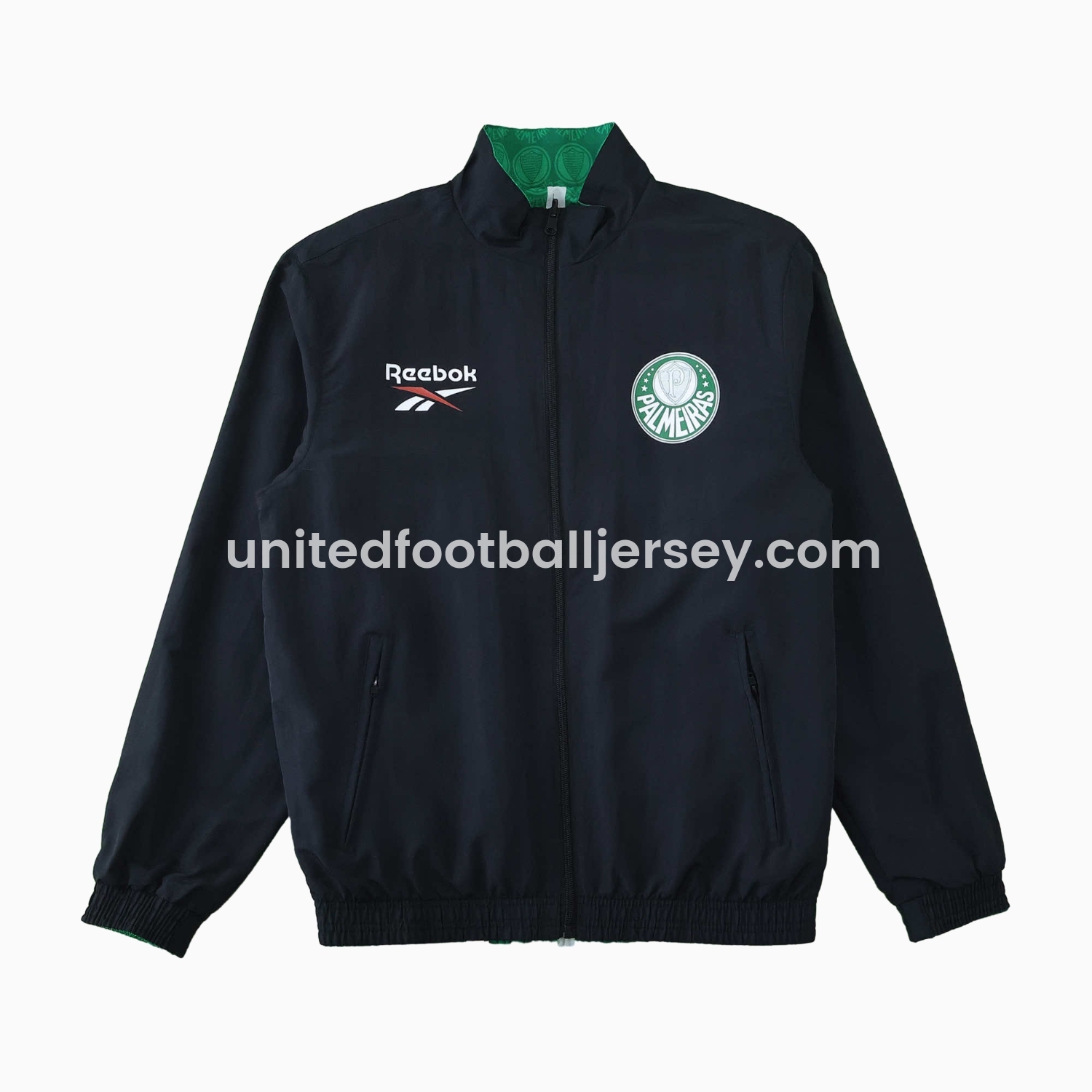 unitedfutballjersey-Palmeiras 25-26 Double Sided Reversible Windbreaker - Black & Green