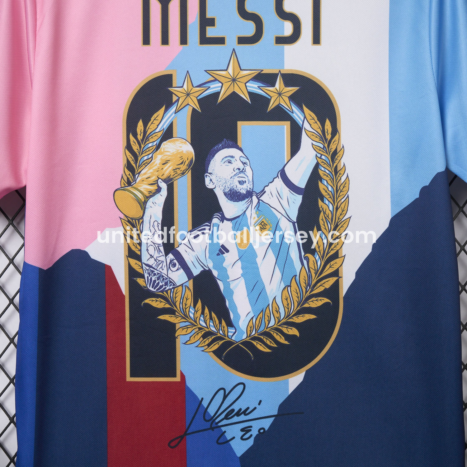 unitedfutballjersey-Messi Career Commemorative Jersey - Fans Version - Argentina INT M.A.M Barcelona - with 10 Special Font