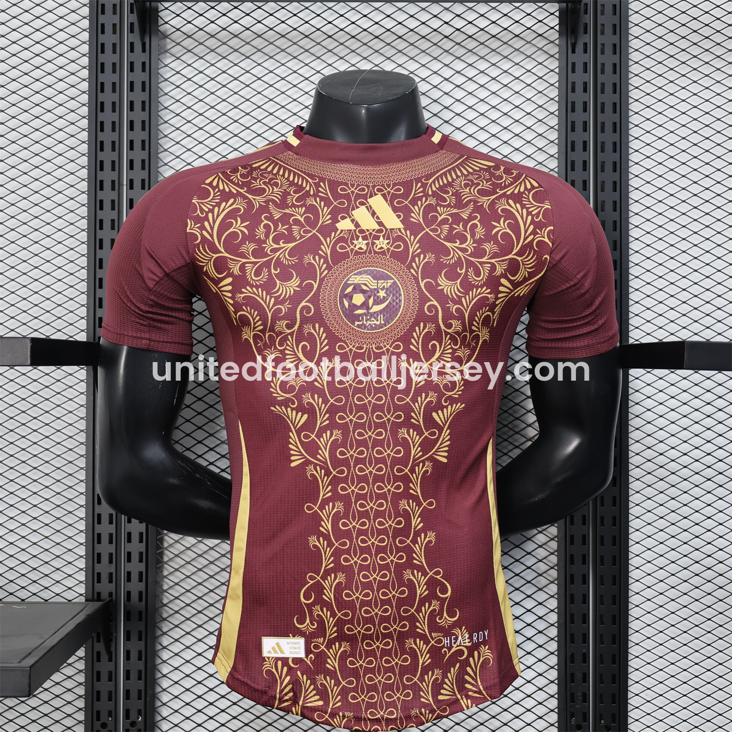 unitedfutballjersey-Algeria 25-26 Burgundy Jersey with Chest Pattern Decoration - Player Version