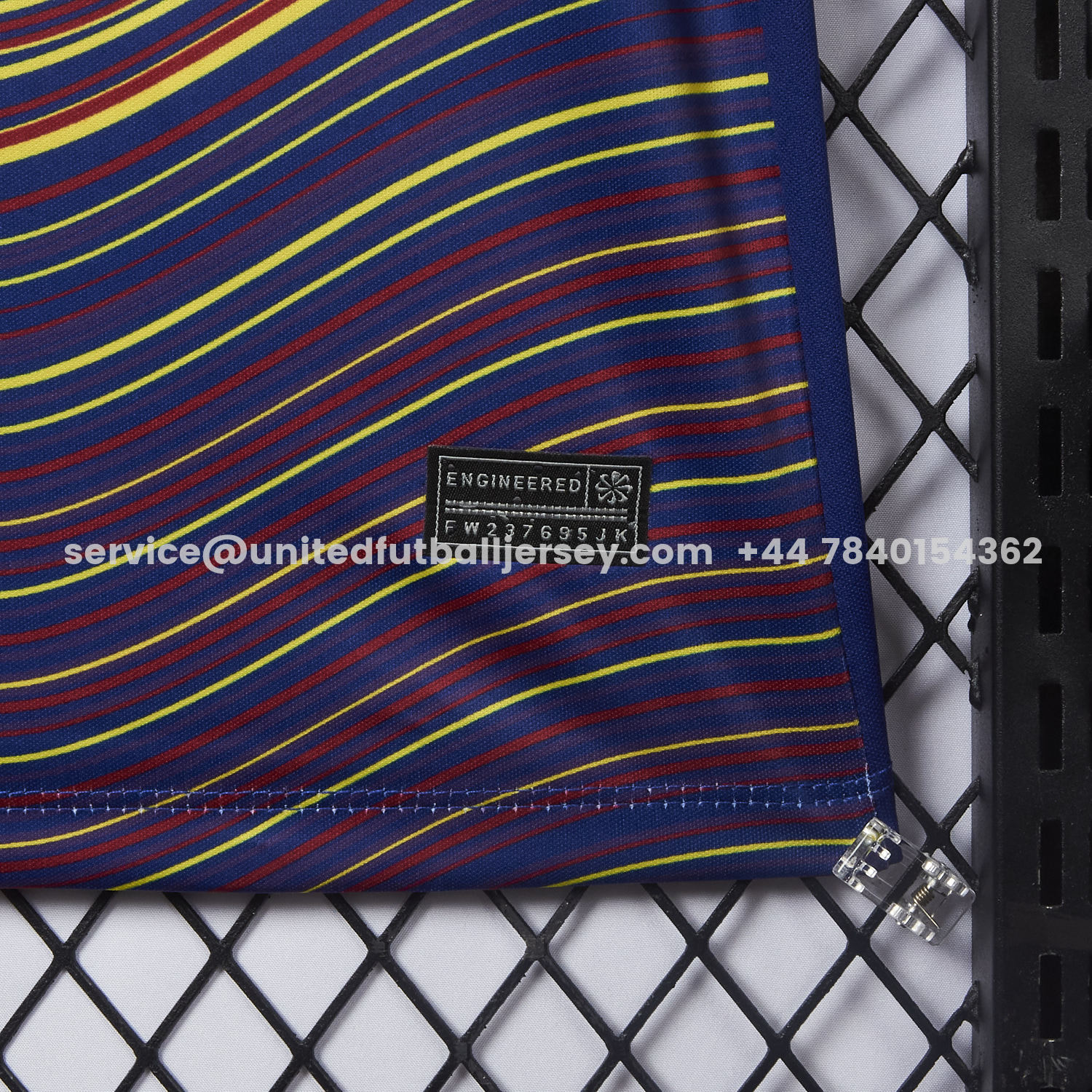 unitedfutballjersey-Barcelona 25-26 Deep Blue Pre-Match Training Jersey with Colorful Lines - Fans Version