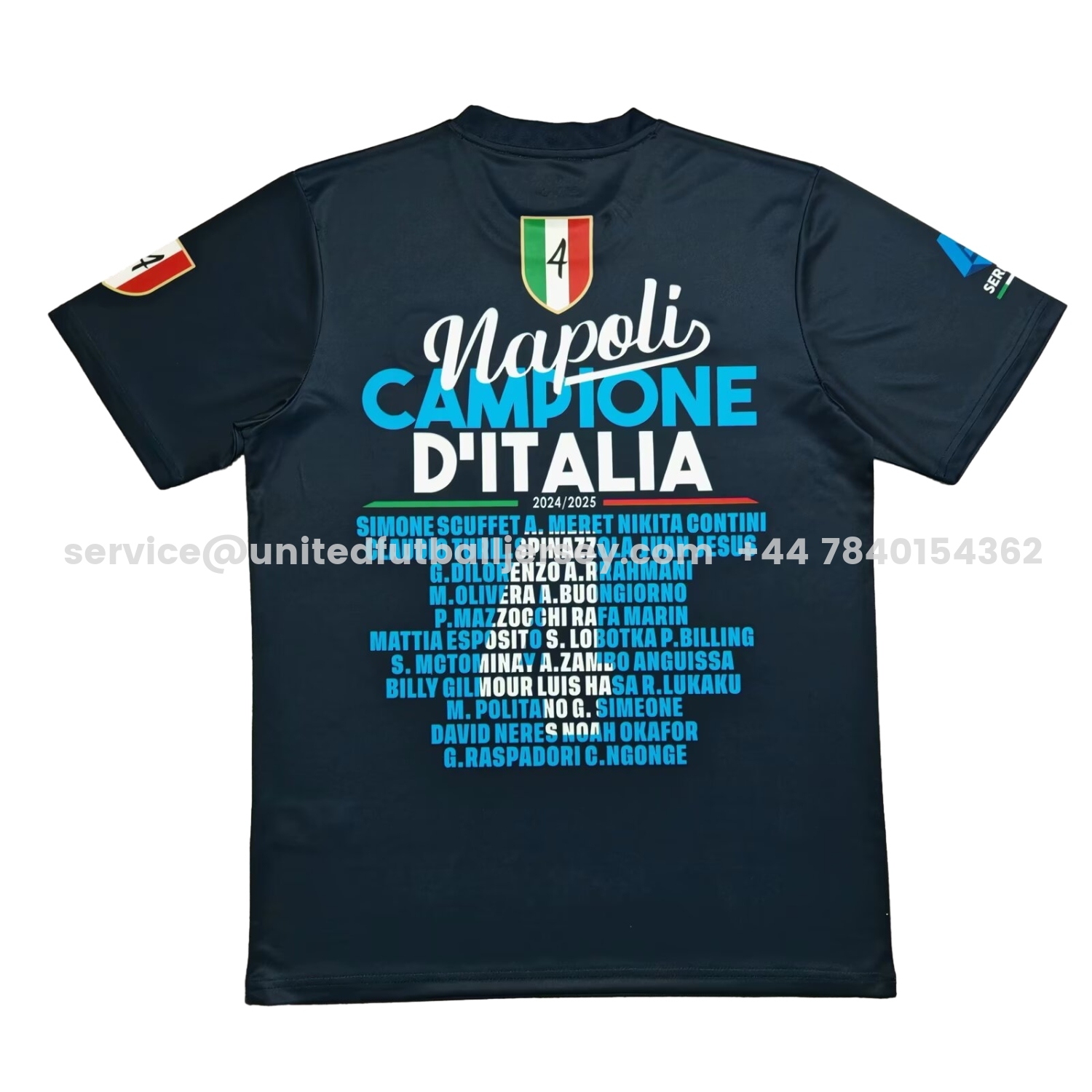 unitedfutballjersey-Napoli Four-Time Serie A Champions Commemorative Black T-Shirt With Full Team Squad Back Print
