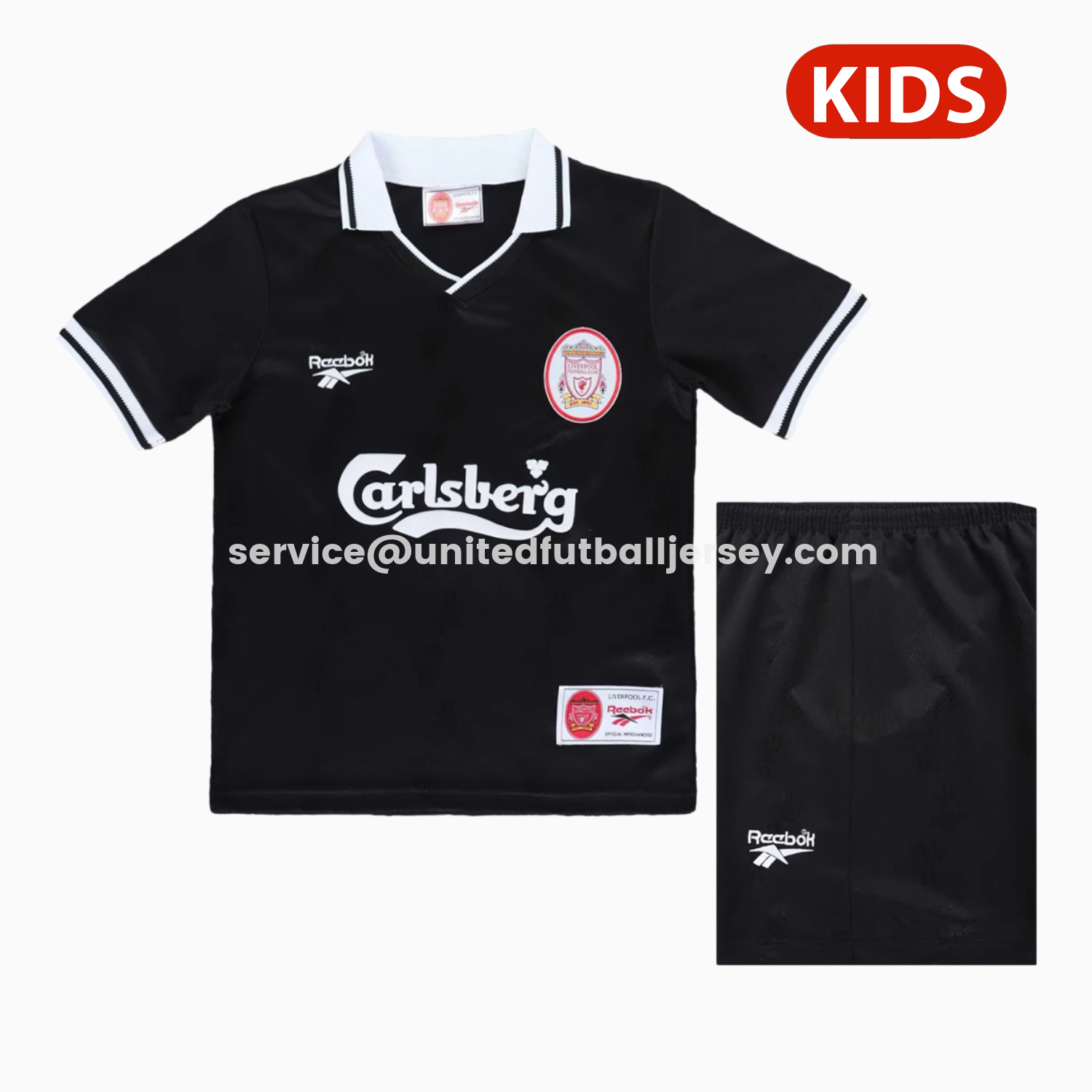 unitedfutballjersey-Retro Liver.pool 1996-97 Black Special Kids Kit