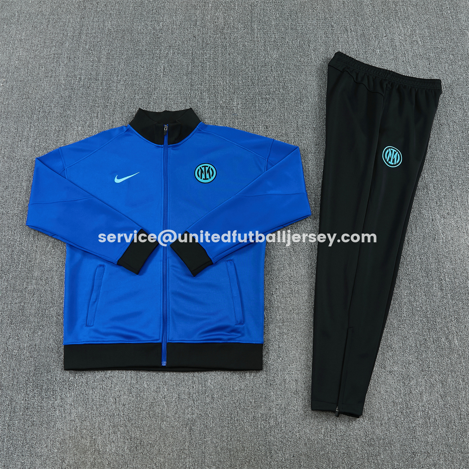 unitedfutballjersey-Inter Milan 25-26 Jacket Training Tracksuit - Ocean Blue Jackets & Black Pants