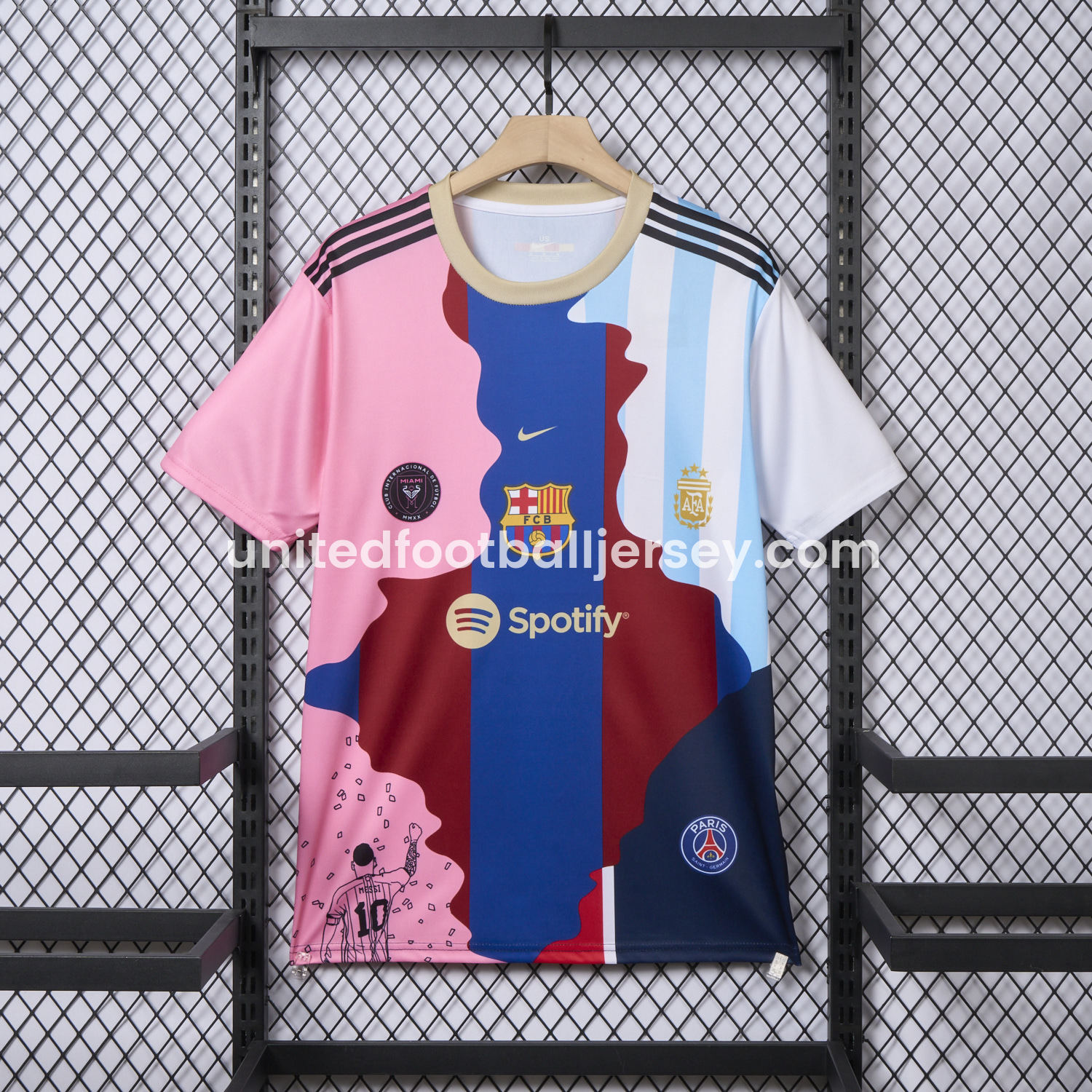 unitedfutballjersey-Messi Career Commemorative Jersey - Fans Version - Barcelona Argentina Paris Saint-Germain PSG INT M.A.M
