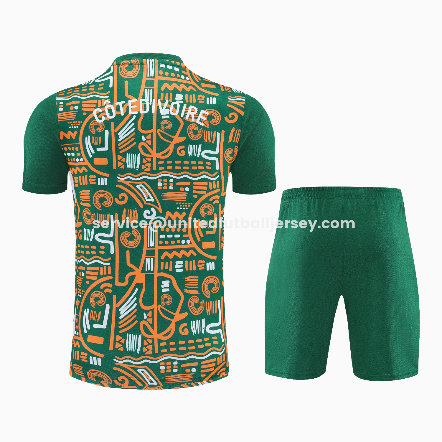 unitedfutballjersey-Ivory Coast 2026 Short-Sleeve Training Set - Green Top and Shorts