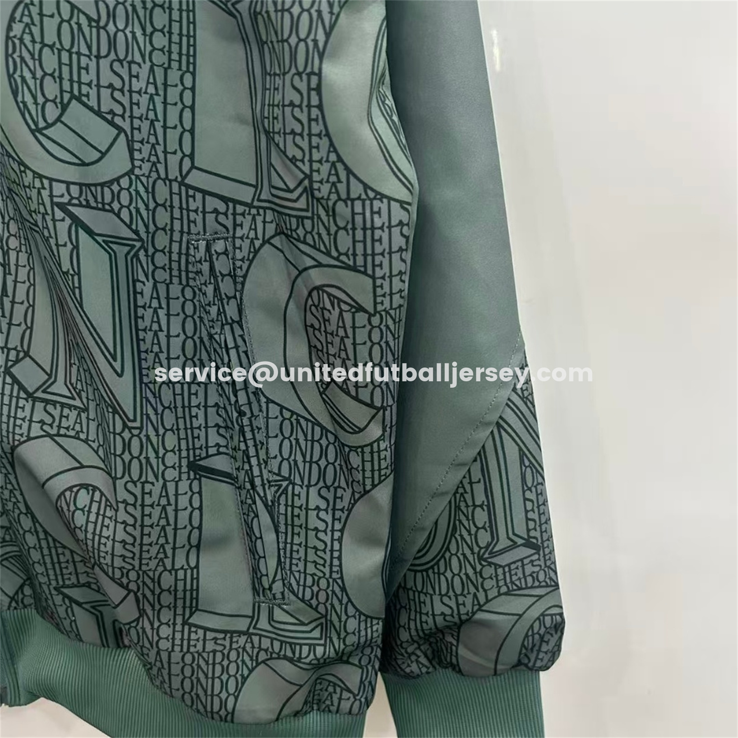 unitedfutballjersey-C.H.E.L.S.E.A 25-26 Subtle Letter Pattern Windbreaker Jacket - Dark Green