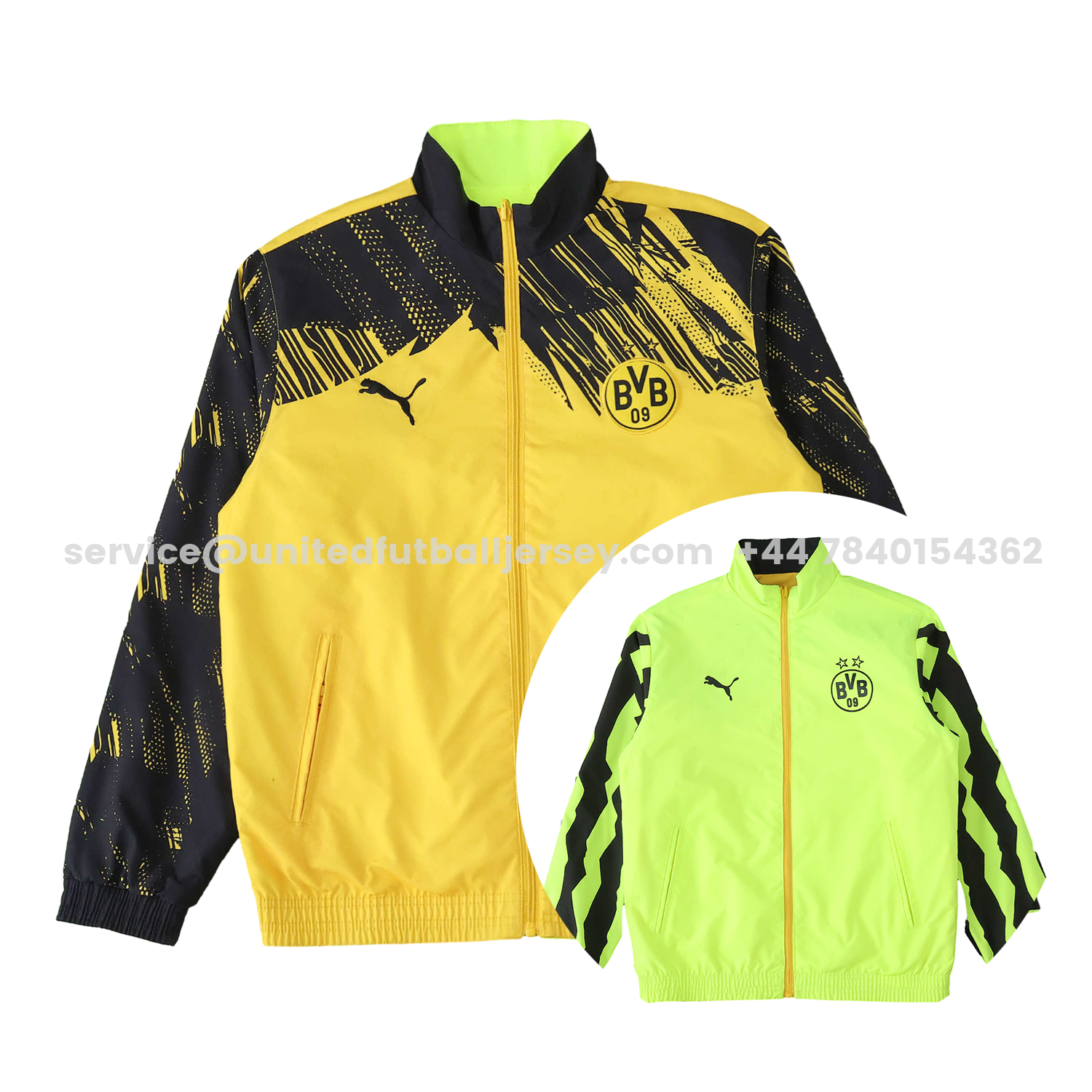 unitedfutballjersey-Dortmund 25-26 Double Sided Reversible Windbreaker - Green & Yellow