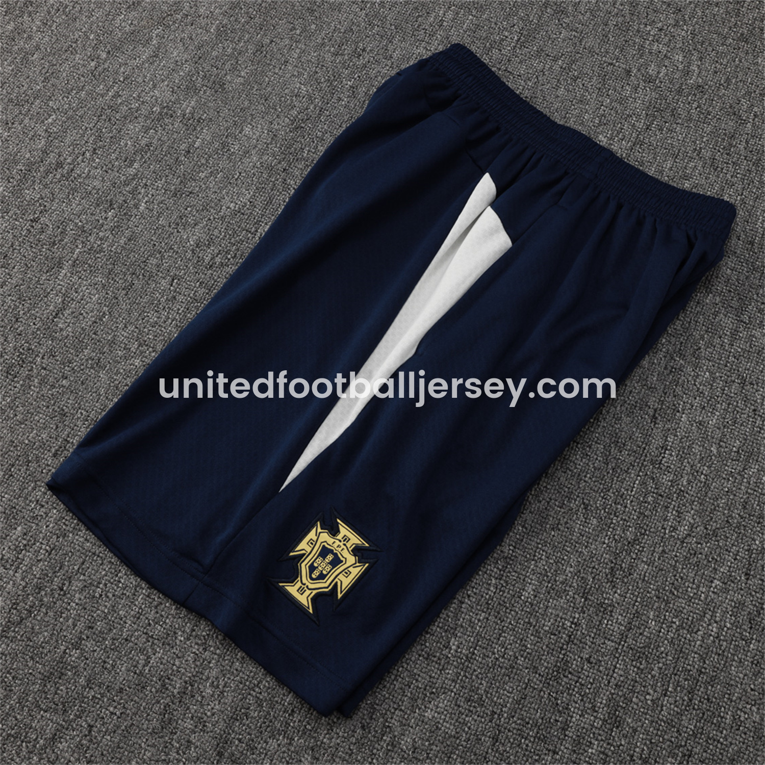 unitedfutballjersey-Portugal 25-26 Short-Sleeve Training Set - Off White Top and Deep Blue Shorts