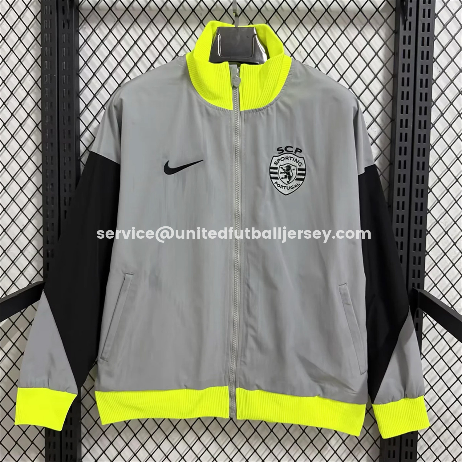 unitedfutballjersey-Sporting CP 25-26 Windbreaker Jacket - Grey