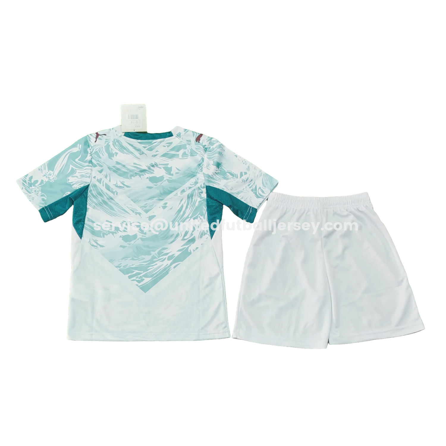 unitedfutballjersey-Portugal 2026 Away White And Cyan Kids Kit