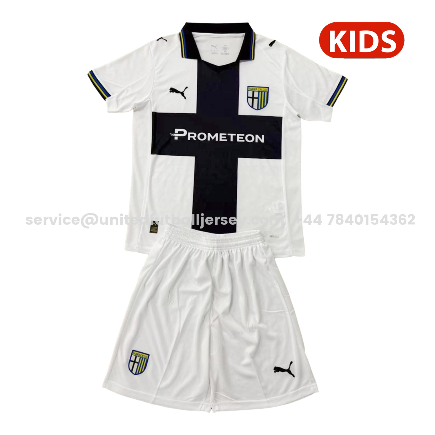 unitedfutballjersey-Parma 25-26 Home Kids Kit