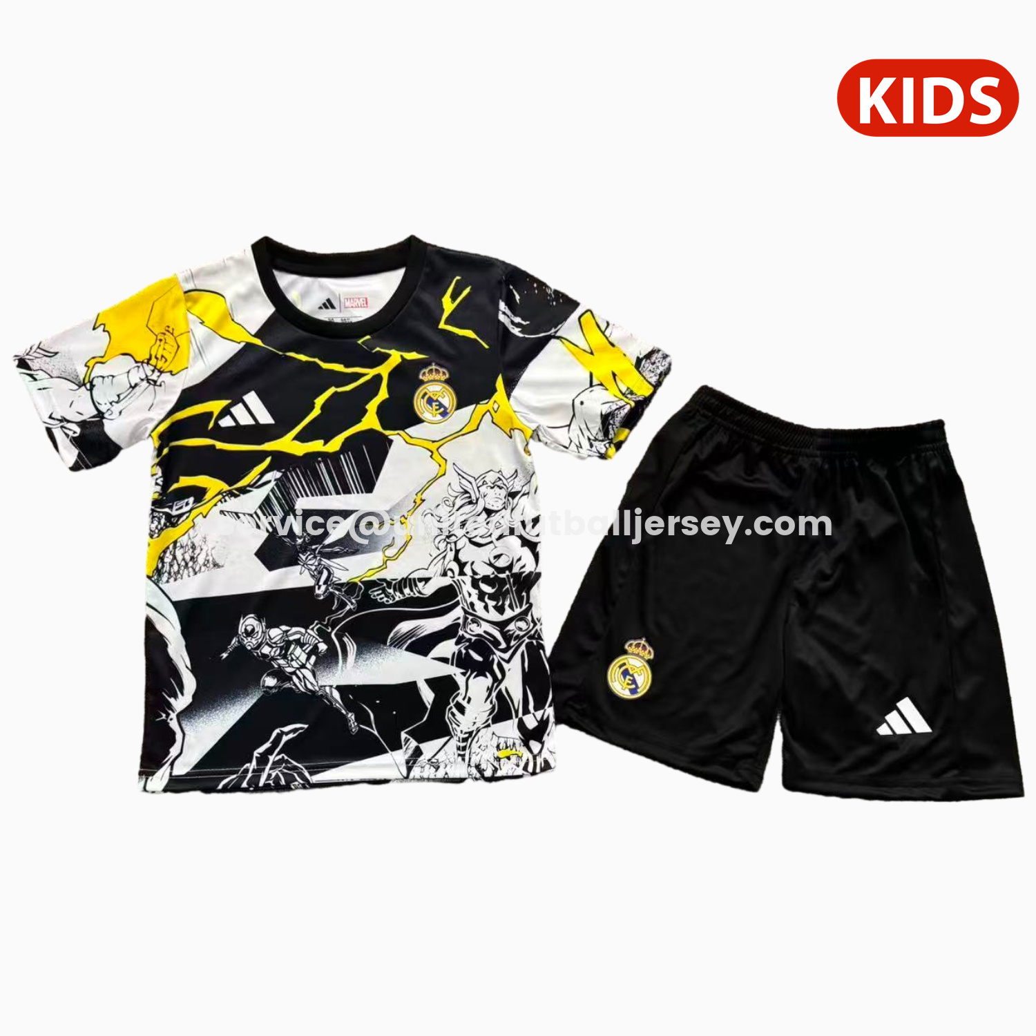 unitedfutballjersey-Real Madrid 25-26 Thunder Comics Pre-Match Special Kids Kit