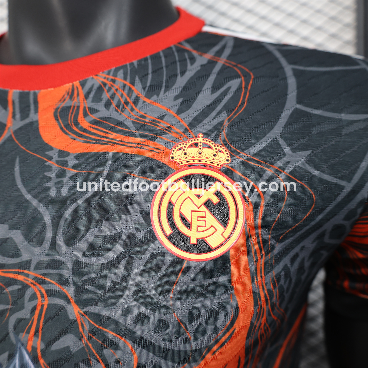 unitedfutballjersey-Real Madrid 25-26 Grey Chinese Loong and Red Fire Black Jersey - Player Version