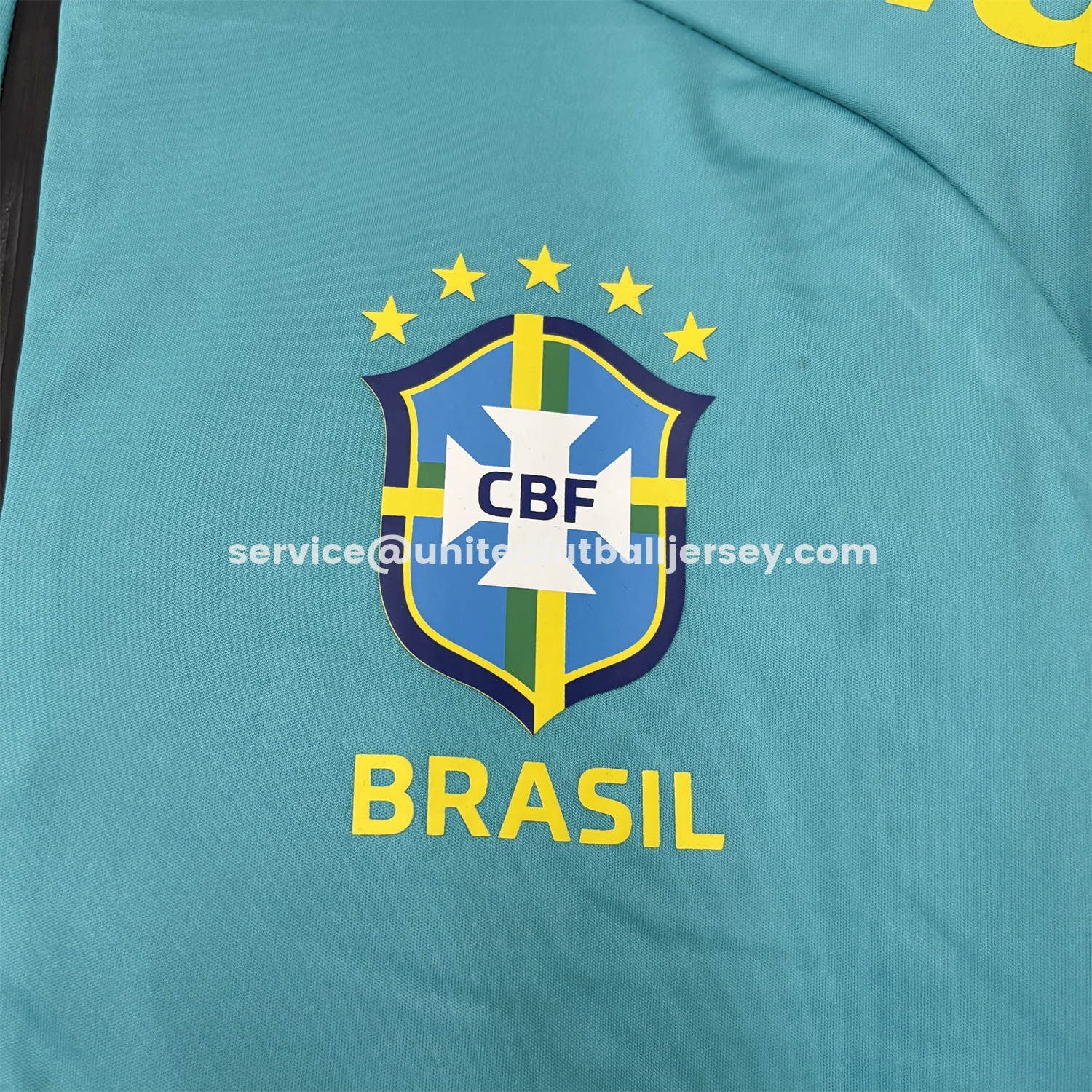 unitedfutballjersey-Retro Brazil 2022 Pre-Match Cyan Unsponsored Windbreaker