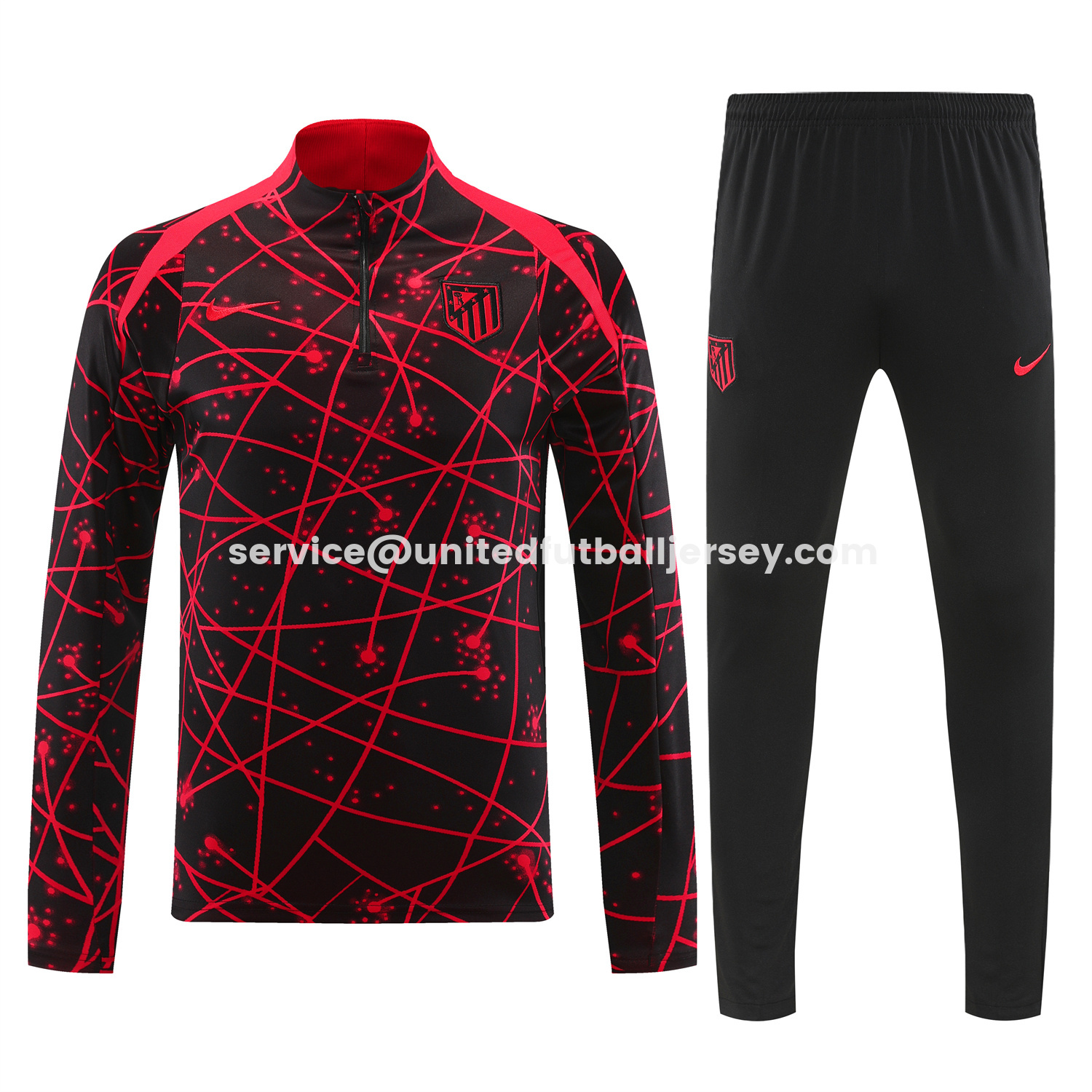 unitedfutballjersey-Atletico Madrid 25-26 Long Sleeves Training Set - Red Top & Black Pants