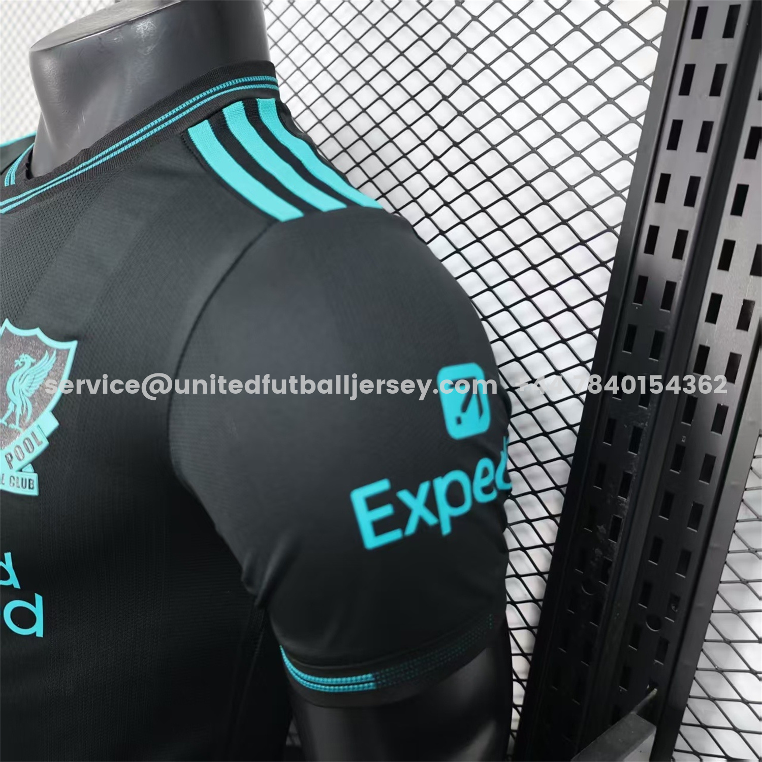unitedfutballjersey-Liver.pool 25-26 Black Special Cyan Sponsor Jersey - Player Version