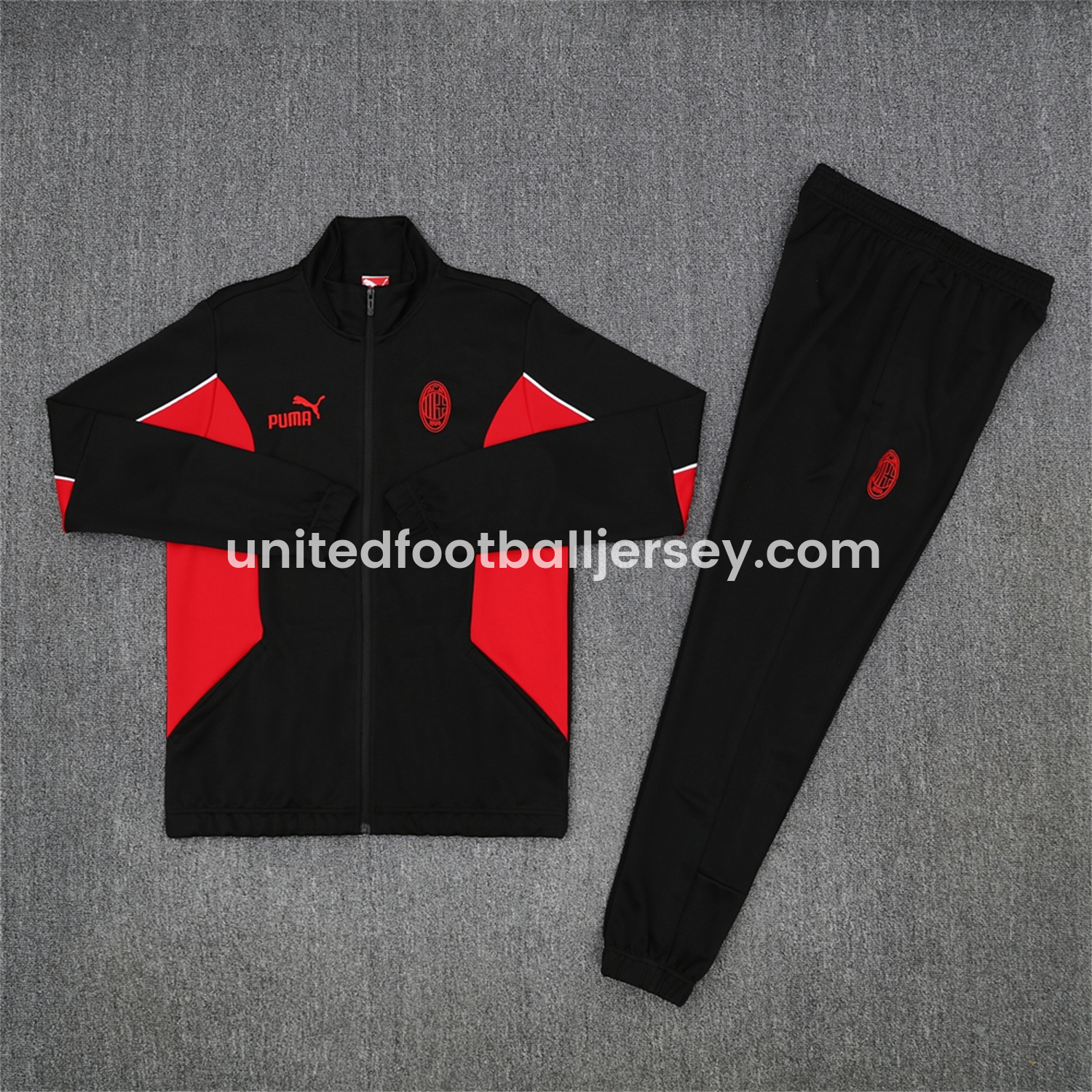 unitedfutballjersey-AC Milan 25-26 Jacket Training Tracksuit - Black top & Black Pants