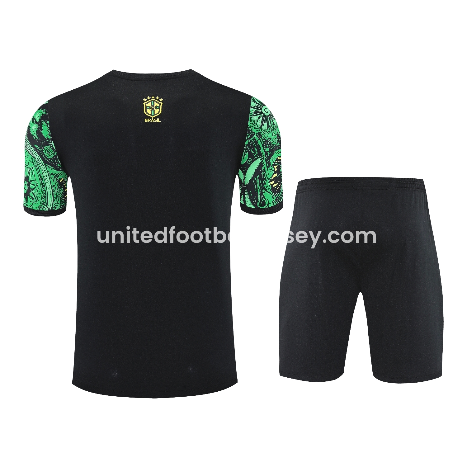 unitedfutballjersey-Brazil 25-26 Green Jesus Statue Short-Sleeve Training Set - Green Top & Black Shorts