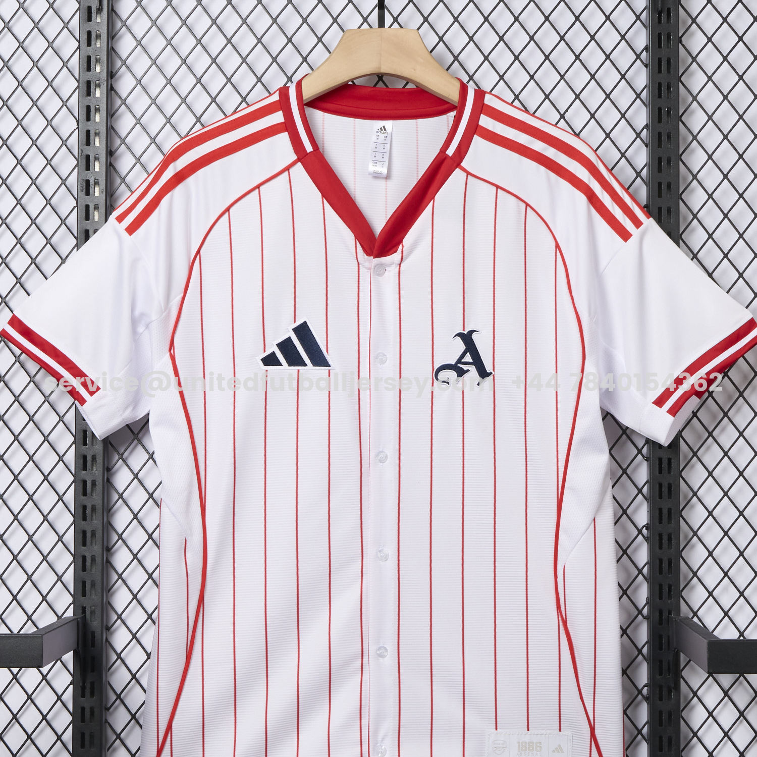unitedfutballjersey-Arsenal 25-26 White Baseball Jersey with Red Stripes