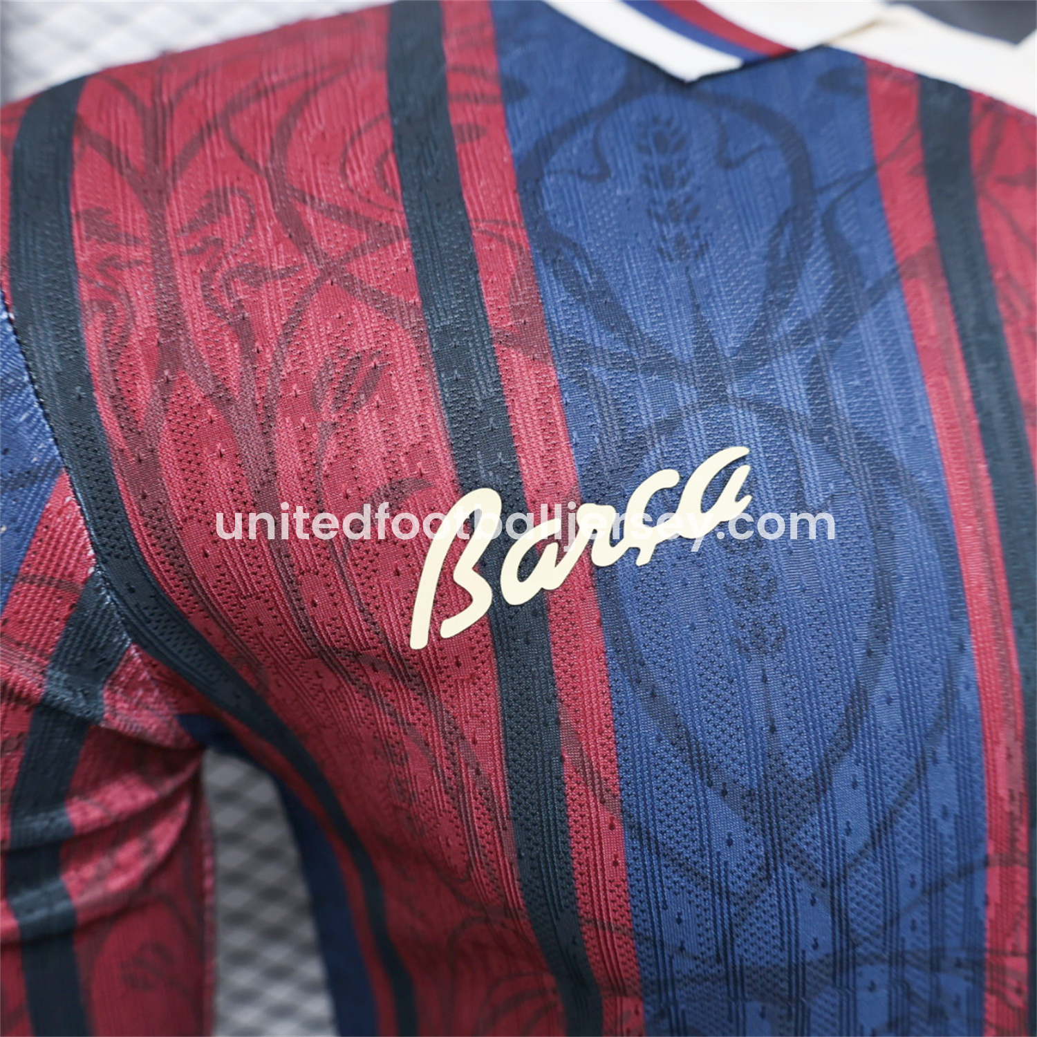 unitedfutballjersey-Barcelona 25-26 125th Anniversary Throwback Long Sleeves Jersey - Player Version