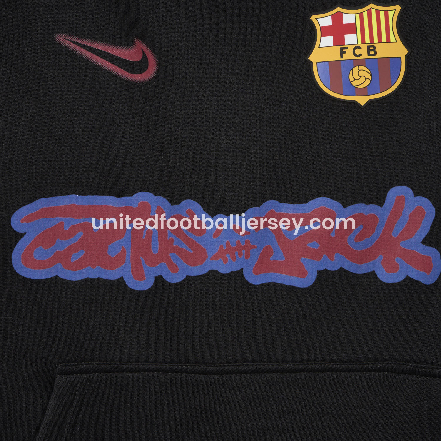 unitedfutballjersey-Barcelona x Travis Scott Black Unisex Pullover Hoodie