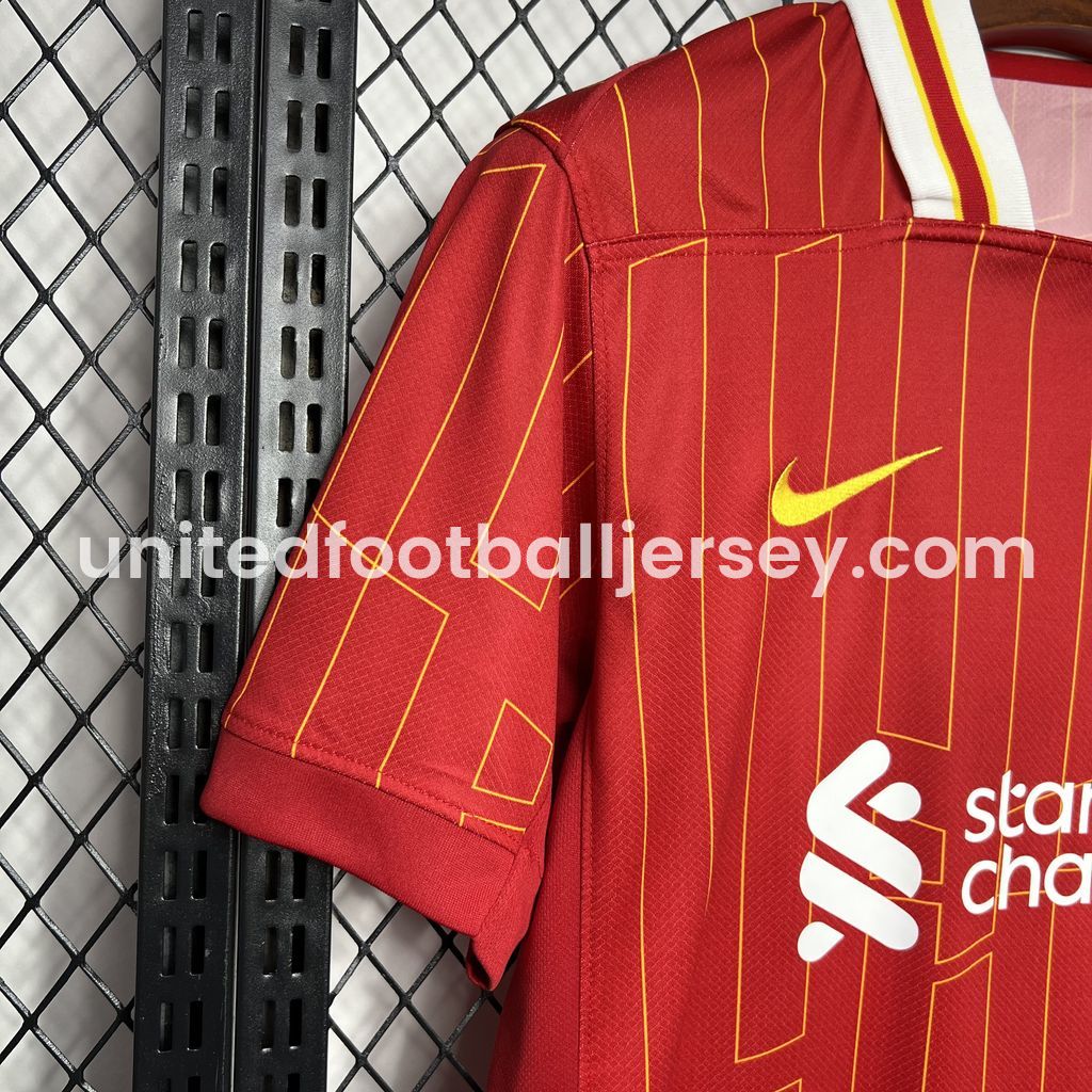 unitedfutballjersey-Liver.pool 24-25 Home Jersey with Golden Champions Patch - Fans Version